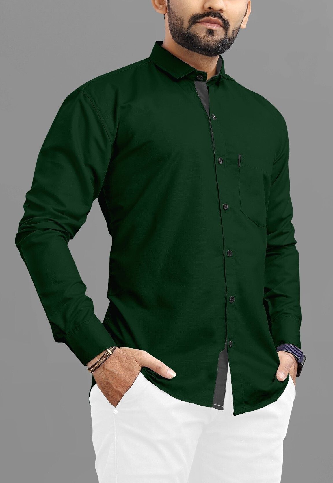 usona Men Regular Fit Solid Spread Collar Casual Shirt-picture-17