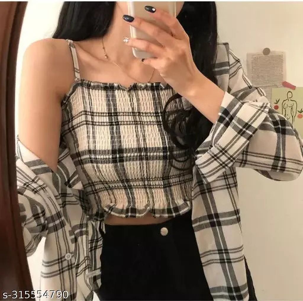 Women Regular Fit Checkered Spread Collar Casual Shirt