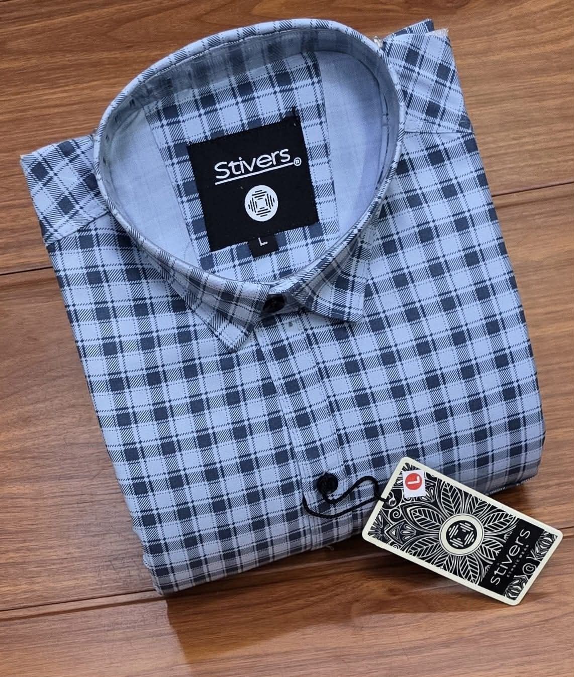 stivers Men Regular Fit Checkered Cut Away Collar Party Shirt-picture-35