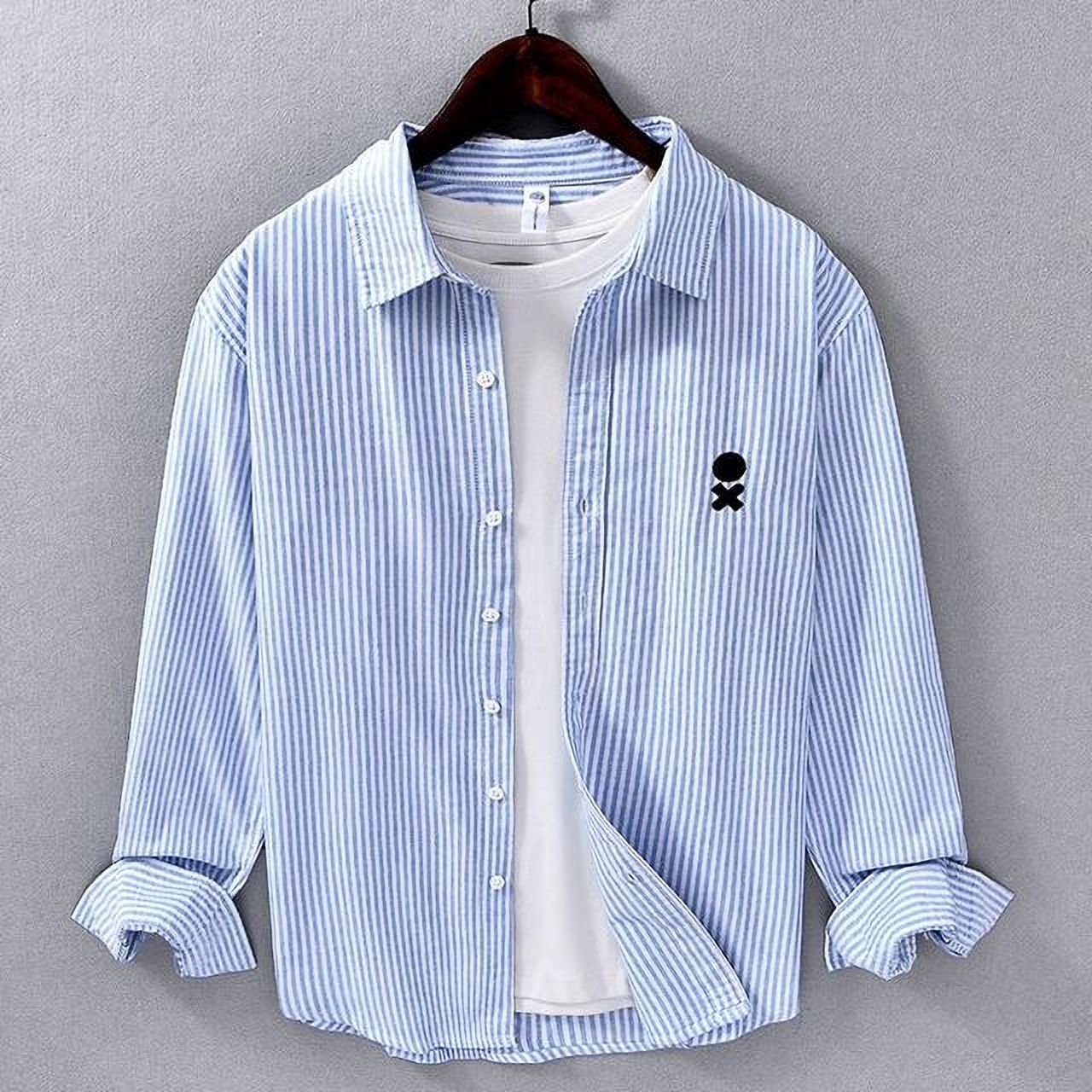 Men Regular Fit Striped, Embroidered Spread Collar Casual Shirt-image-40