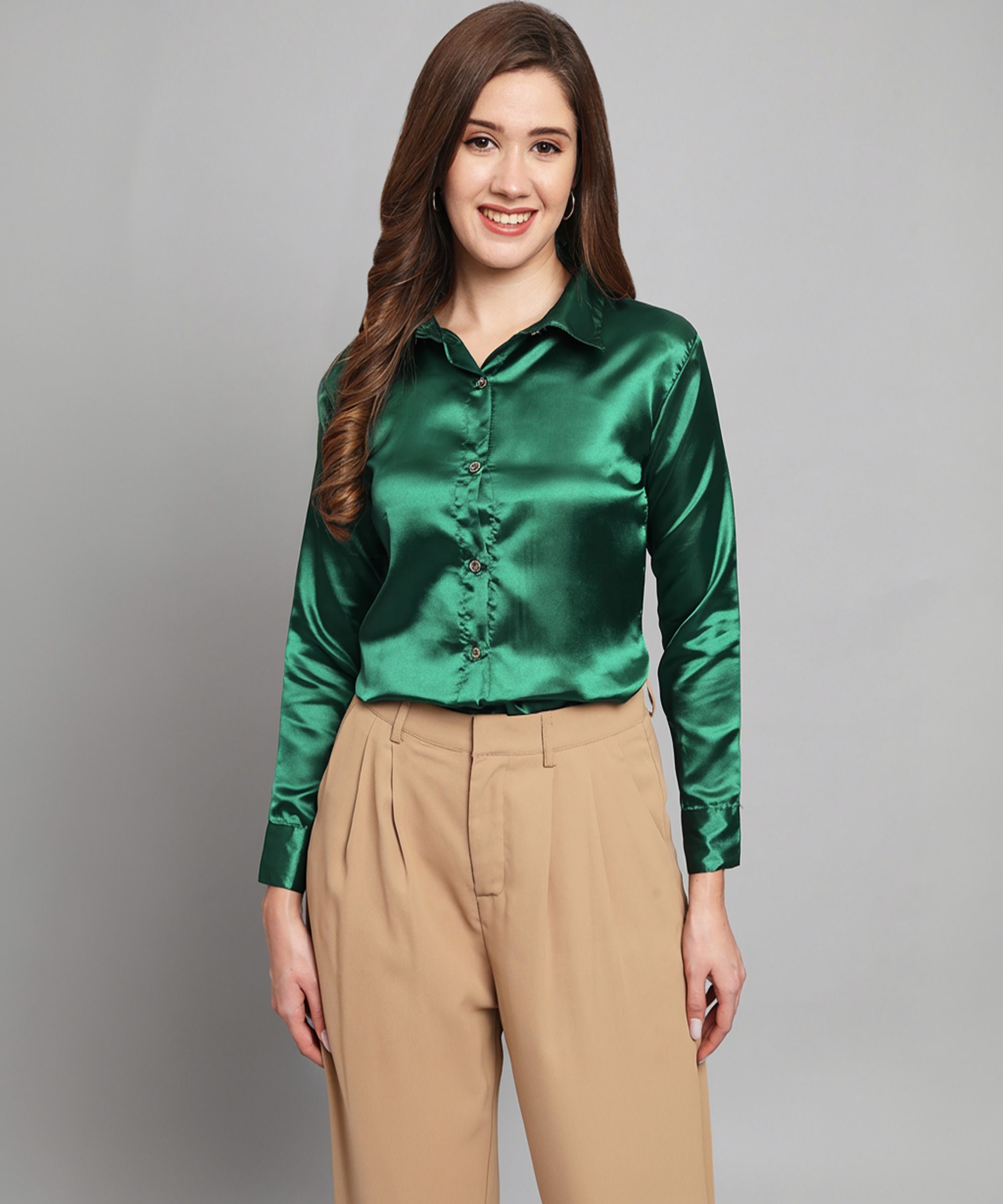 funday fashion Women Regular Fit Solid Spread Collar Casual Shirt-picture-35
