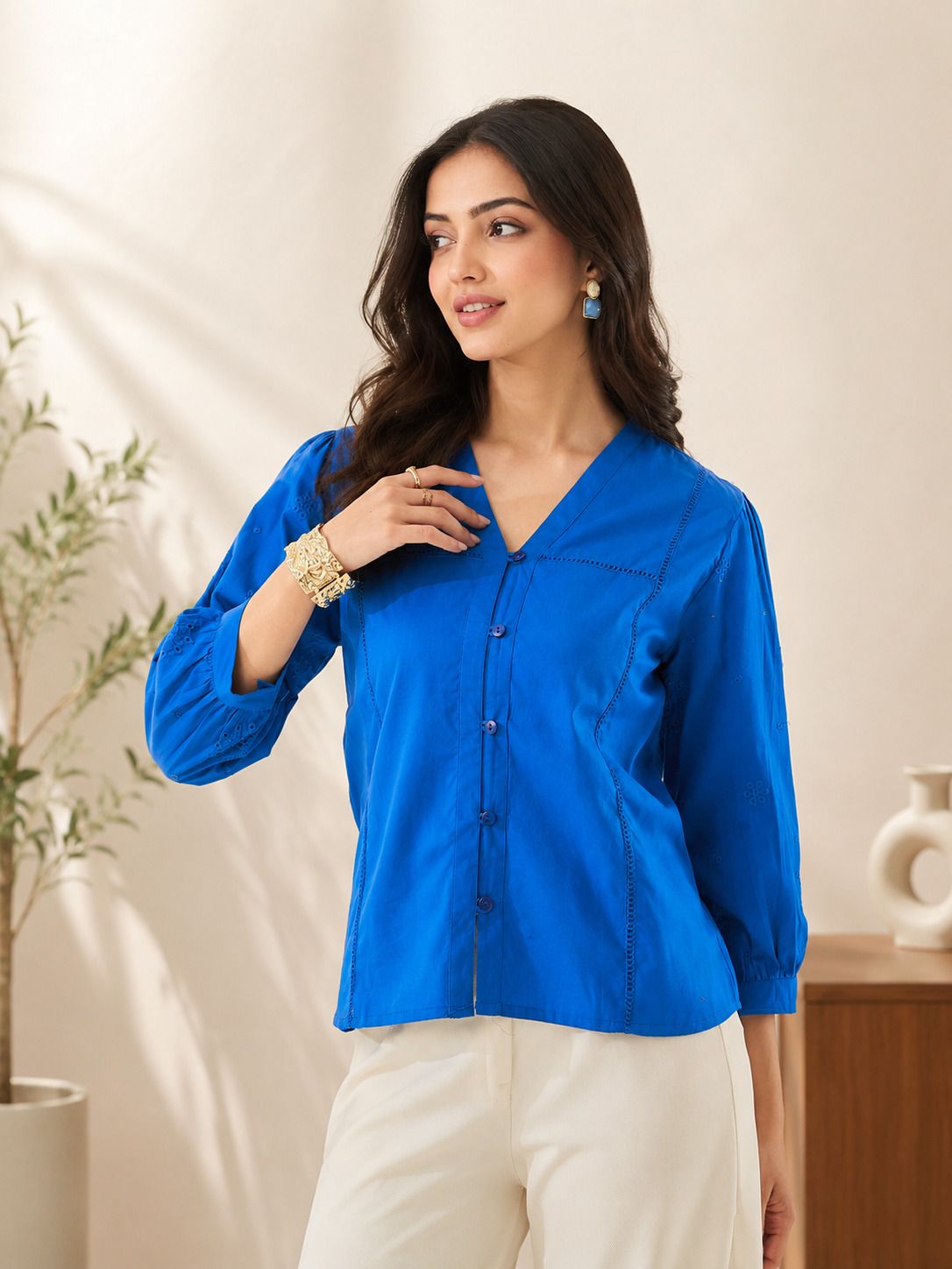 j turritopsis Women Regular Fit Embroidered Collarless Collar Casual Shirt-picture-20