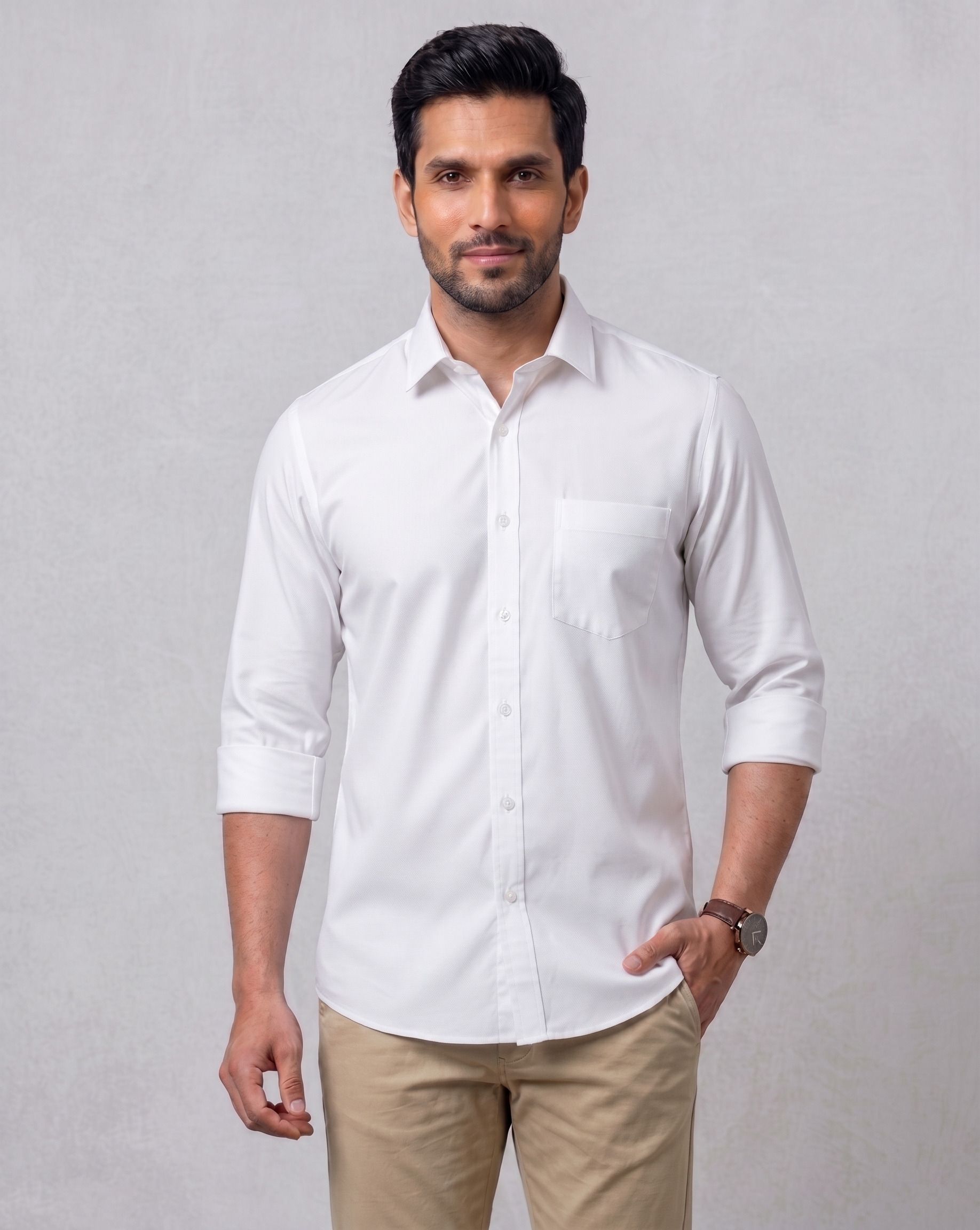 metronaut Men Regular Fit Solid Spread Collar Casual Shirt-picture-35