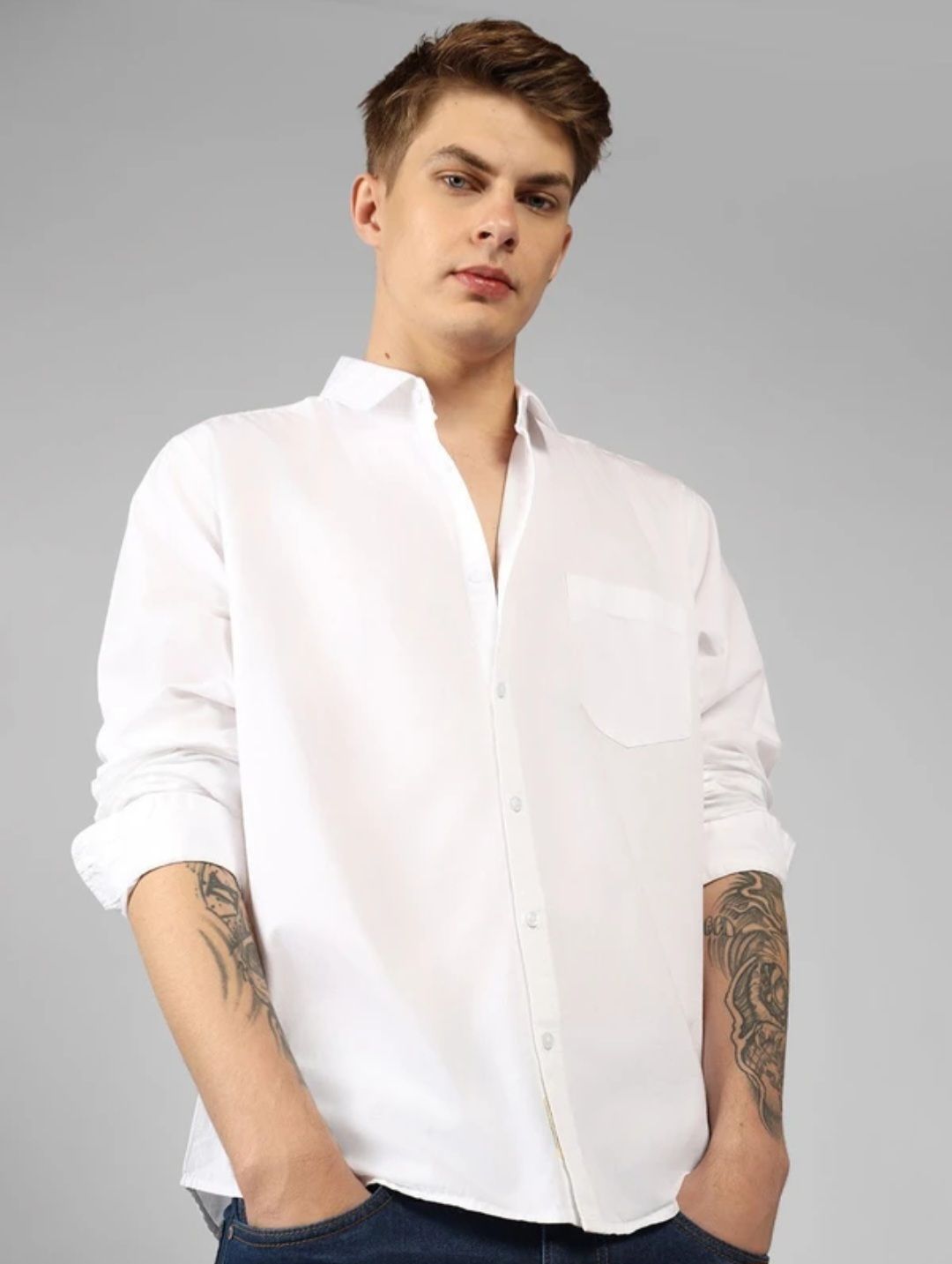 Men Regular Fit Solid Spread Collar Casual Shirt-image-43