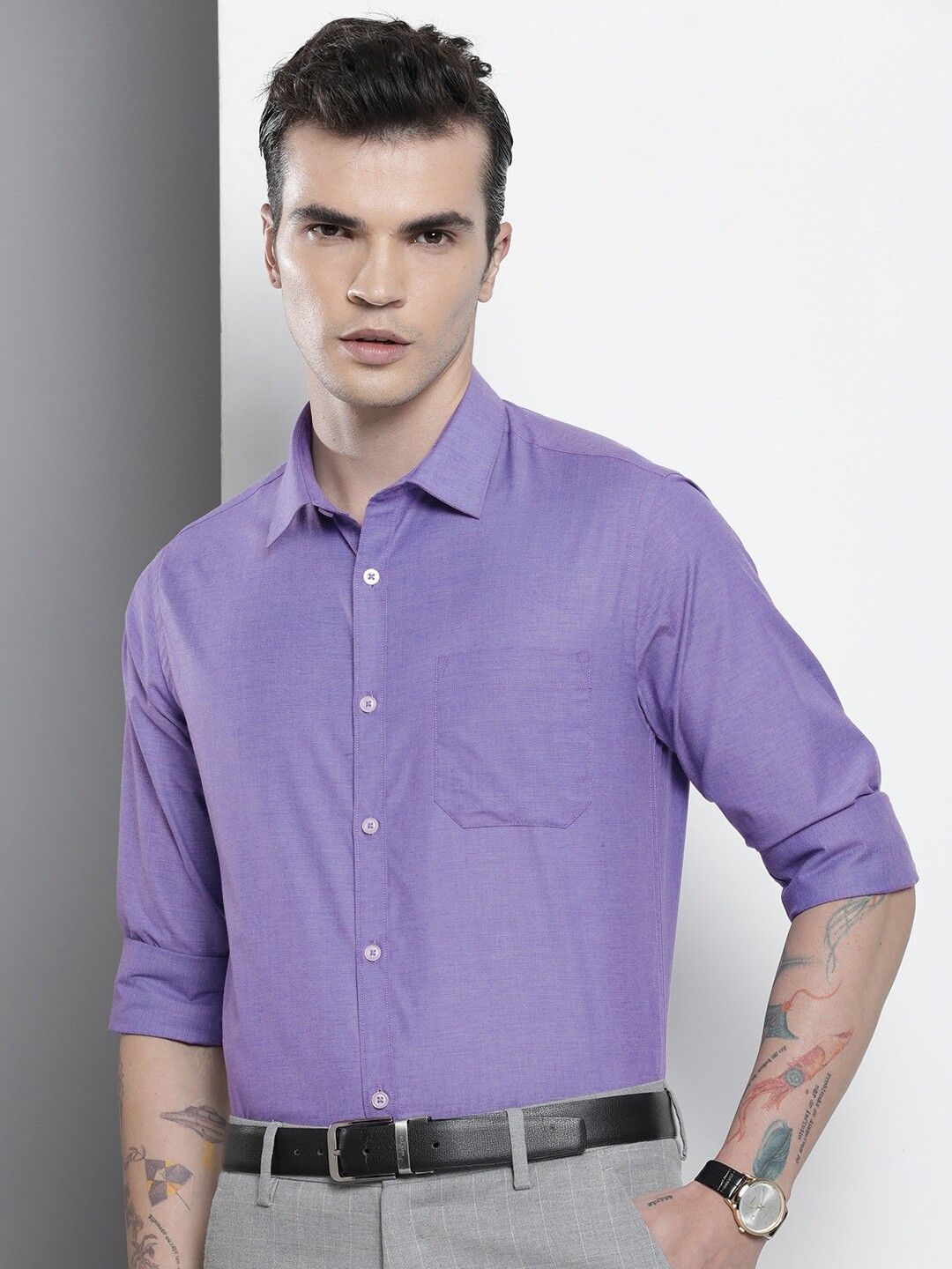 the indian garage co. Men Slim Fit Solid Formal Shirt-picture-14
