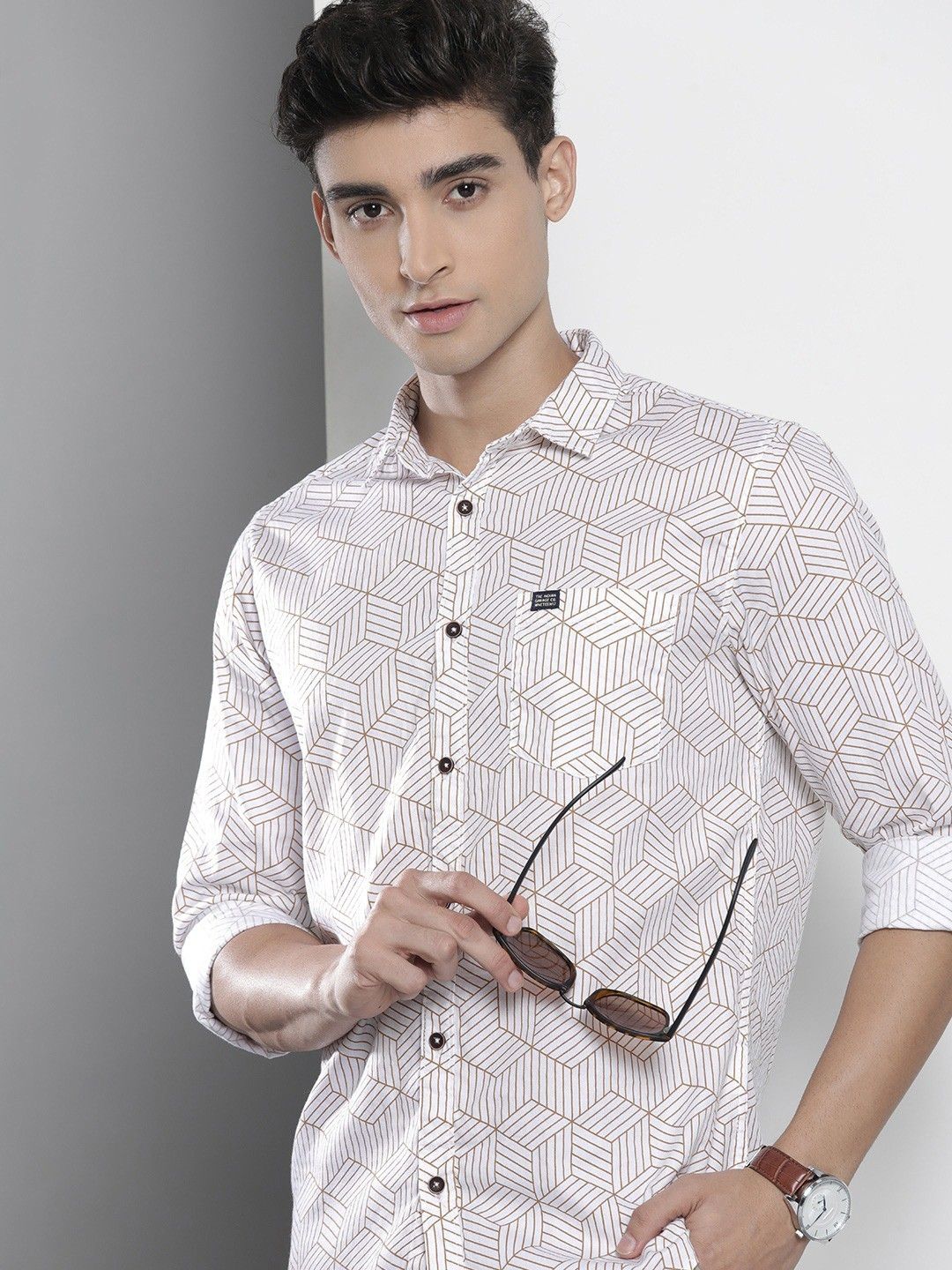 the indian garage co. Men Slim Fit Geometric Print Casual Shirt-picture-25