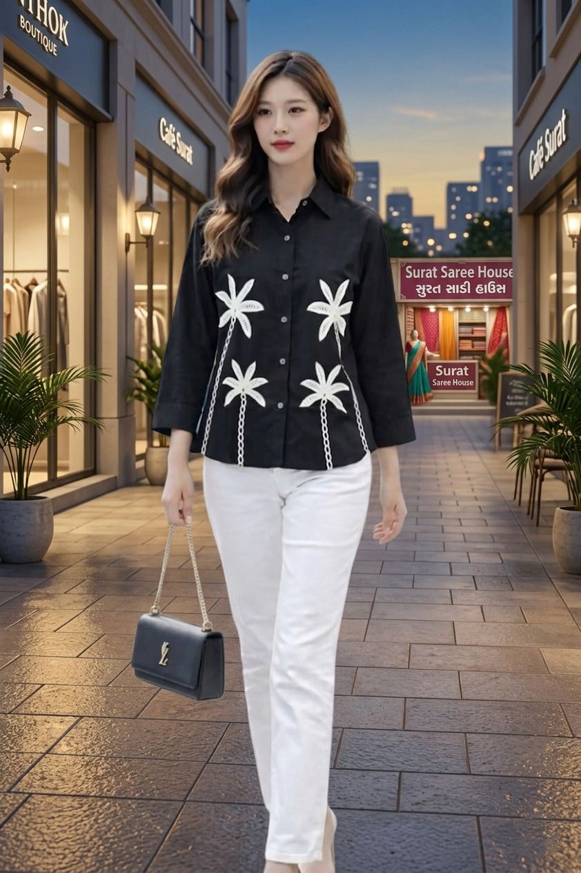 Women Regular Fit Embroidered Spread Collar Casual Shirt-image-36