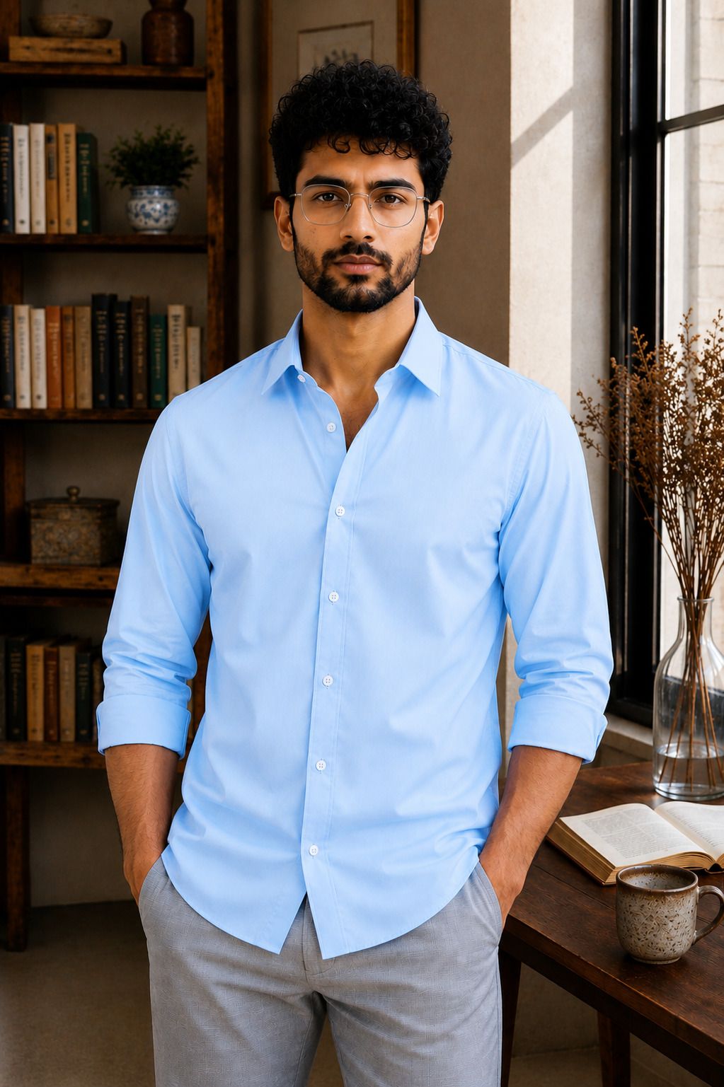 Men Regular Fit Solid Spread Collar Casual Shirt-image-19