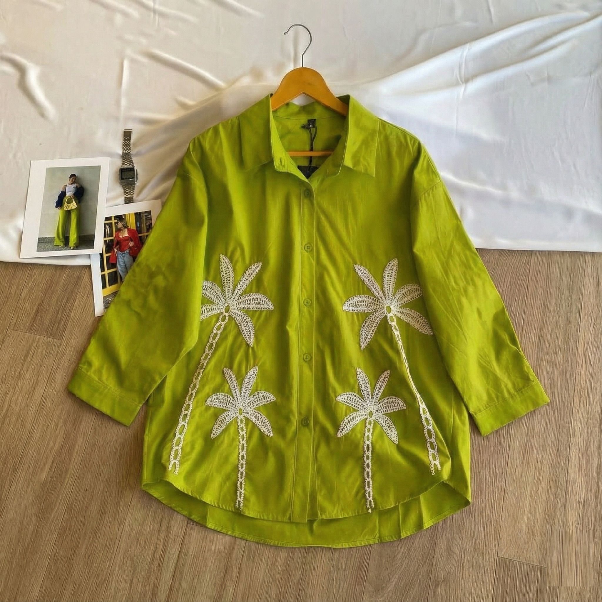 Women Relaxed Fit Fit Embroidered Spread Collar Casual Shirt