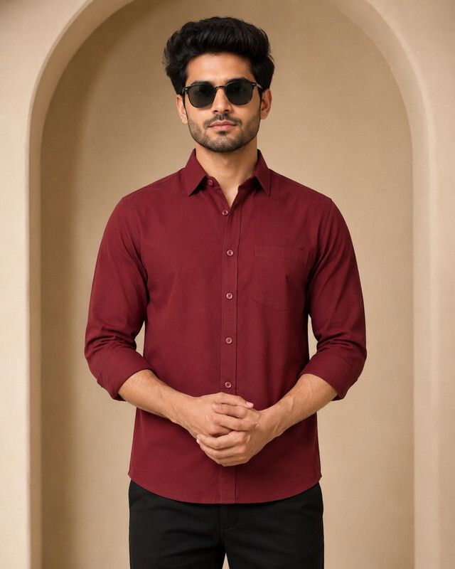 youth first Men Regular Fit Solid Spread Collar Casual Shirt-picture-14