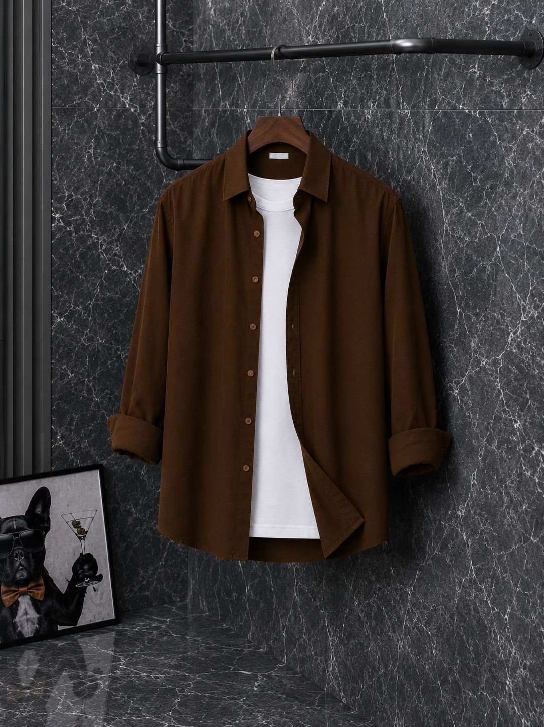 torontocn Men Regular Fit Solid Spread Collar Casual Shirt-picture-1