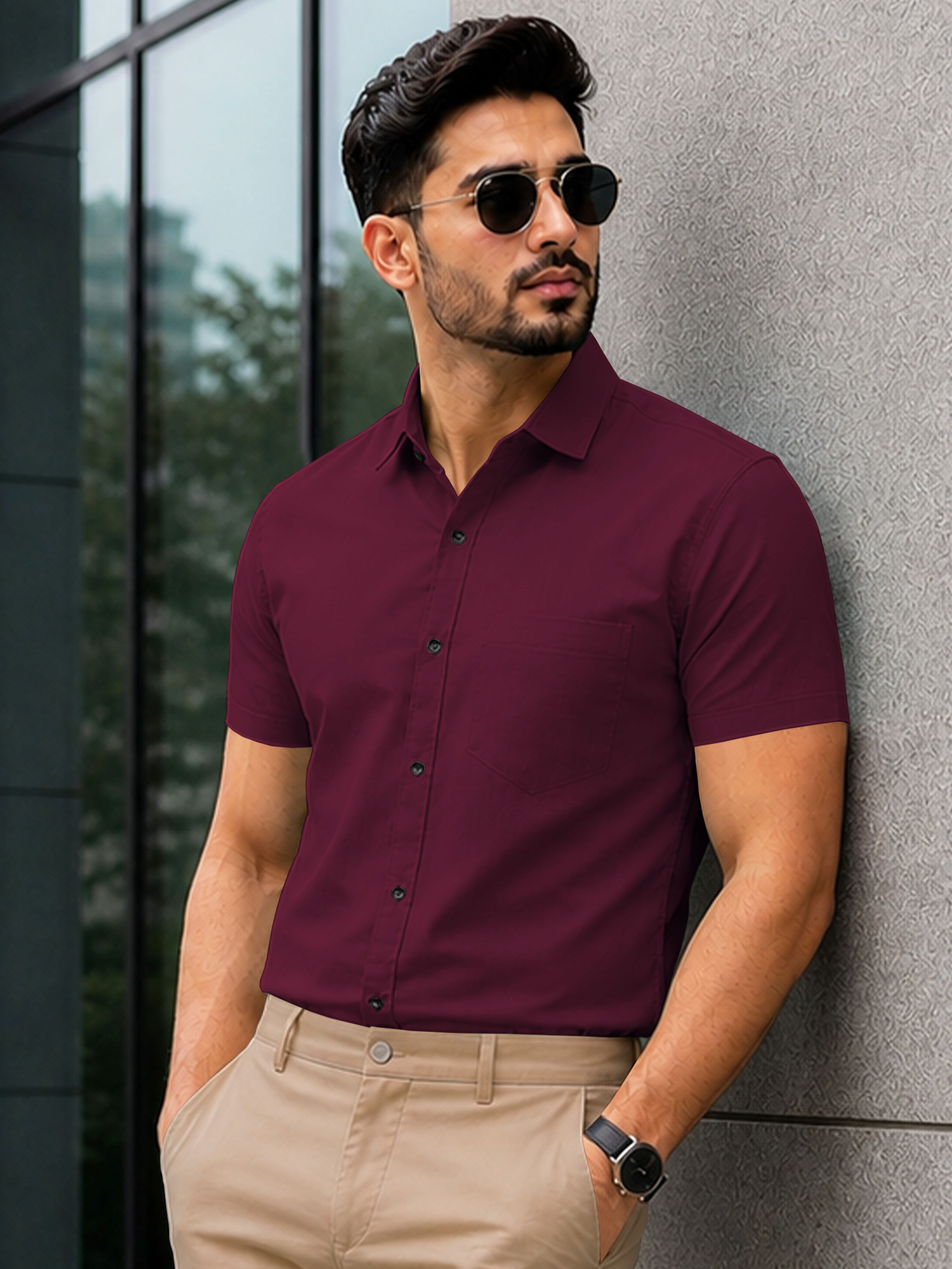 vebnor Men Regular Fit Solid Spread Collar Formal Shirt-picture-21