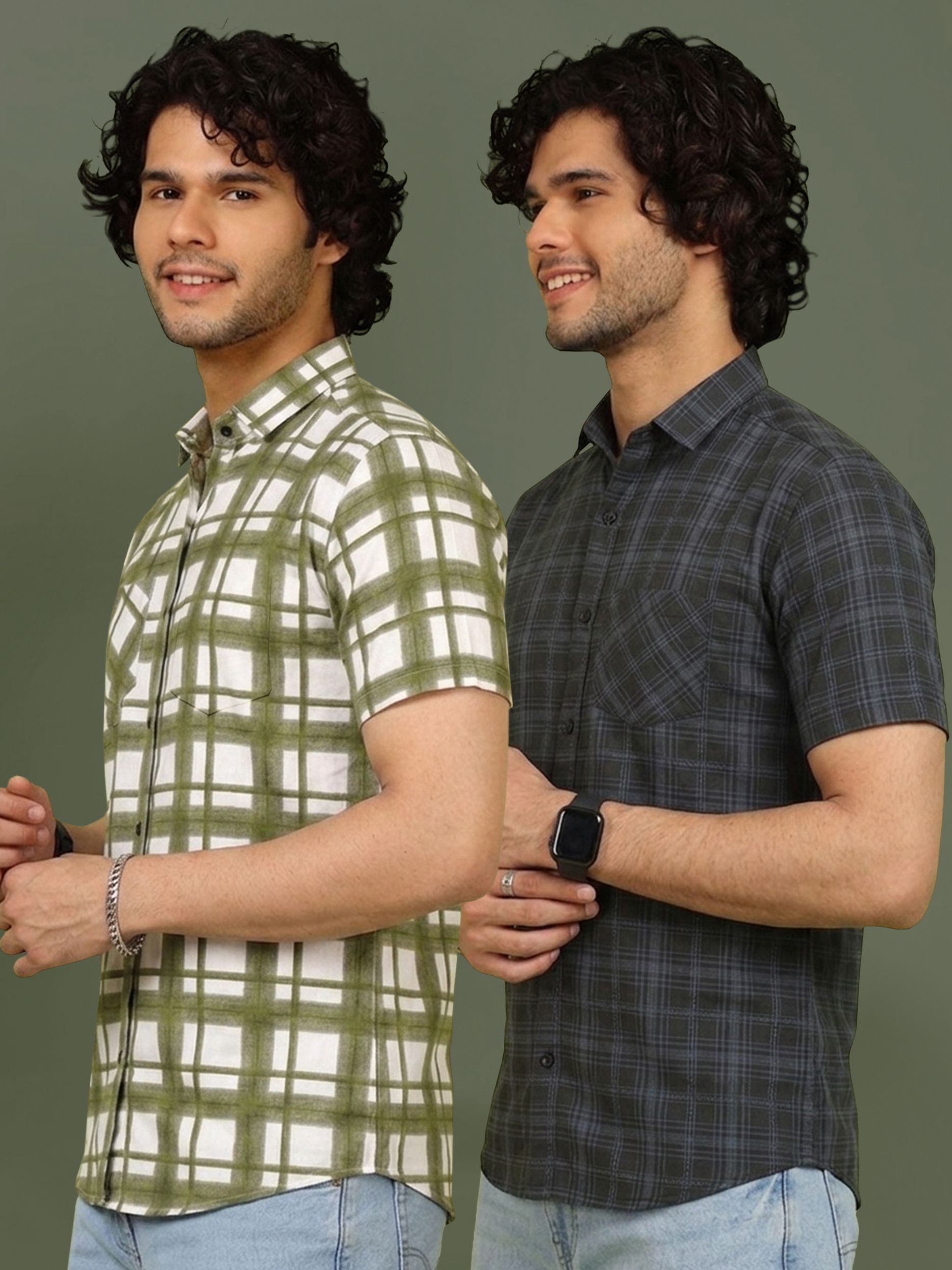 metronaut Men Regular Fit Checkered Spread Collar Casual Shirt-picture-38