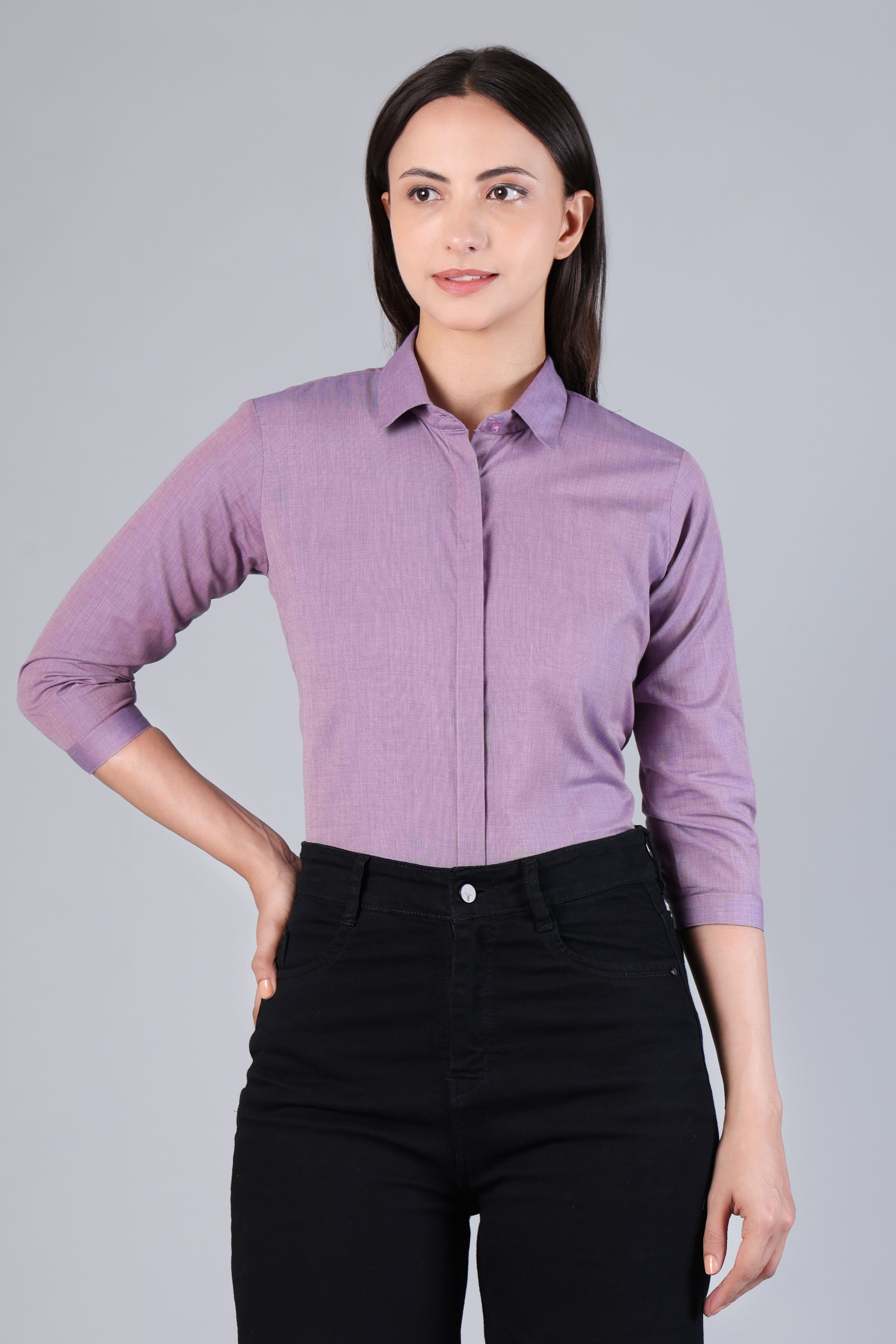 rare camel Women Regular Fit Solid Spread Collar Formal Shirt-picture-11