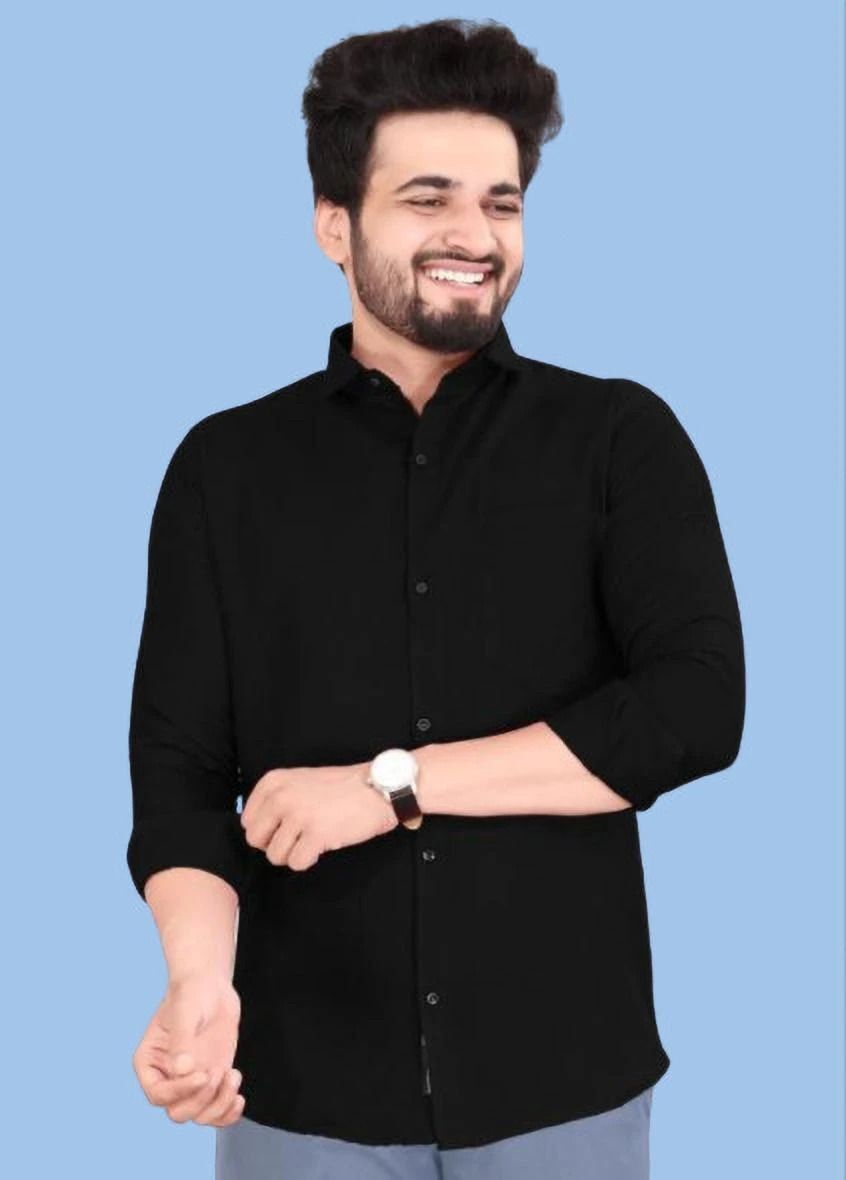 Men Regular Fit Solid Spread Collar Casual Shirt-image-12