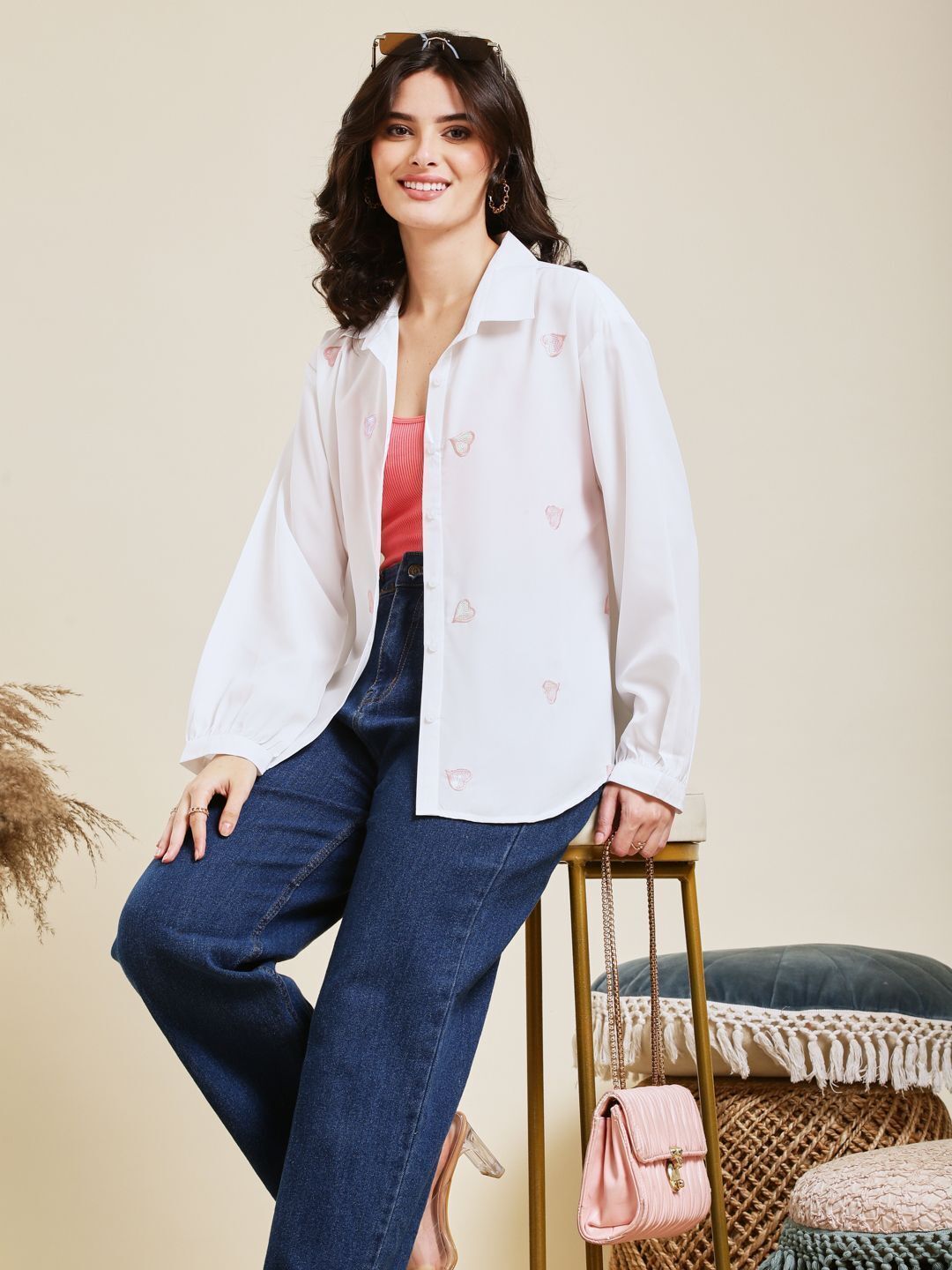 j turritopsis Women Regular Fit Embroidered Button Down Collar Casual Shirt-picture-21