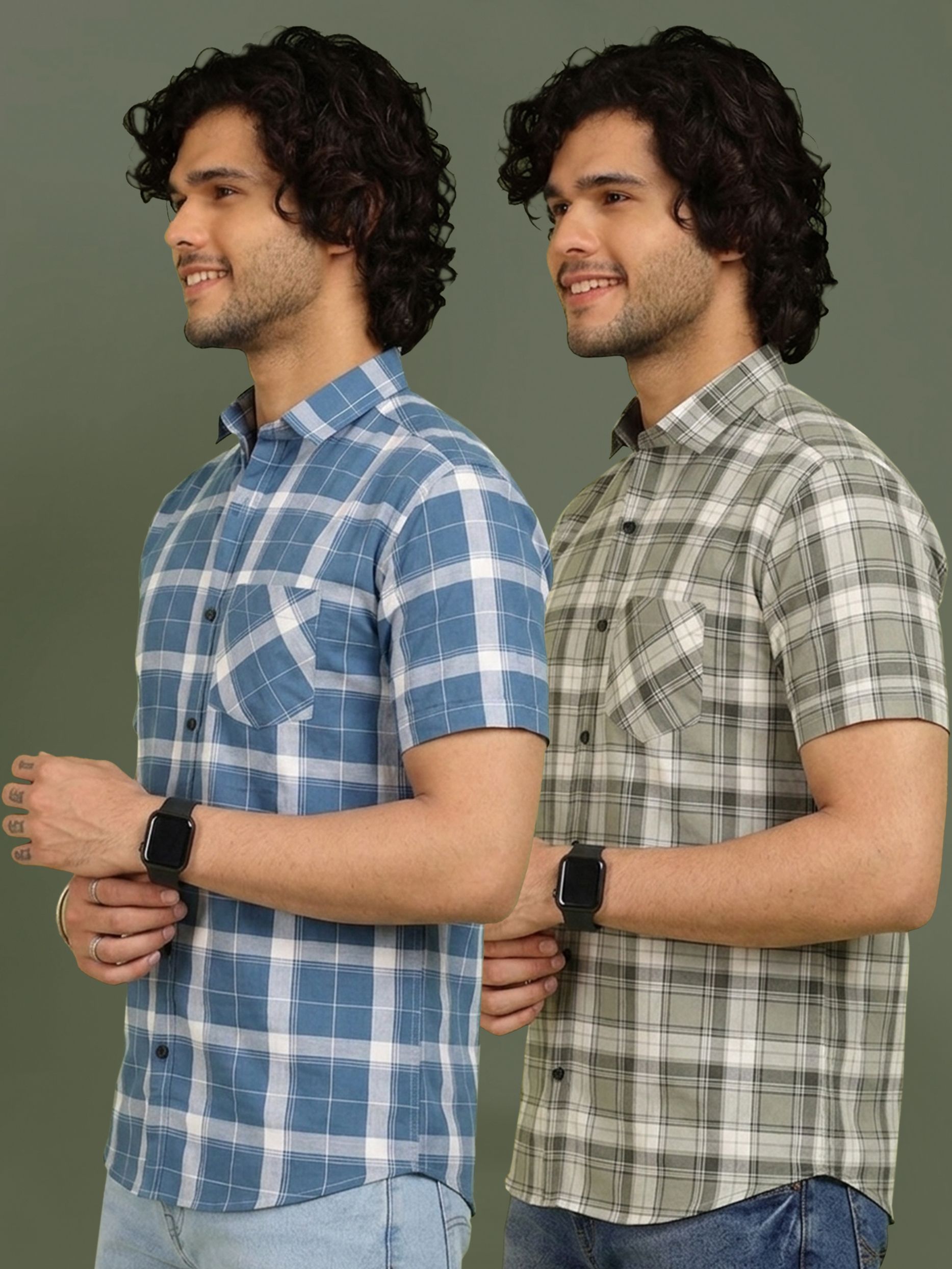 metronaut Men Regular Fit Checkered Spread Collar Casual Shirt-picture-32