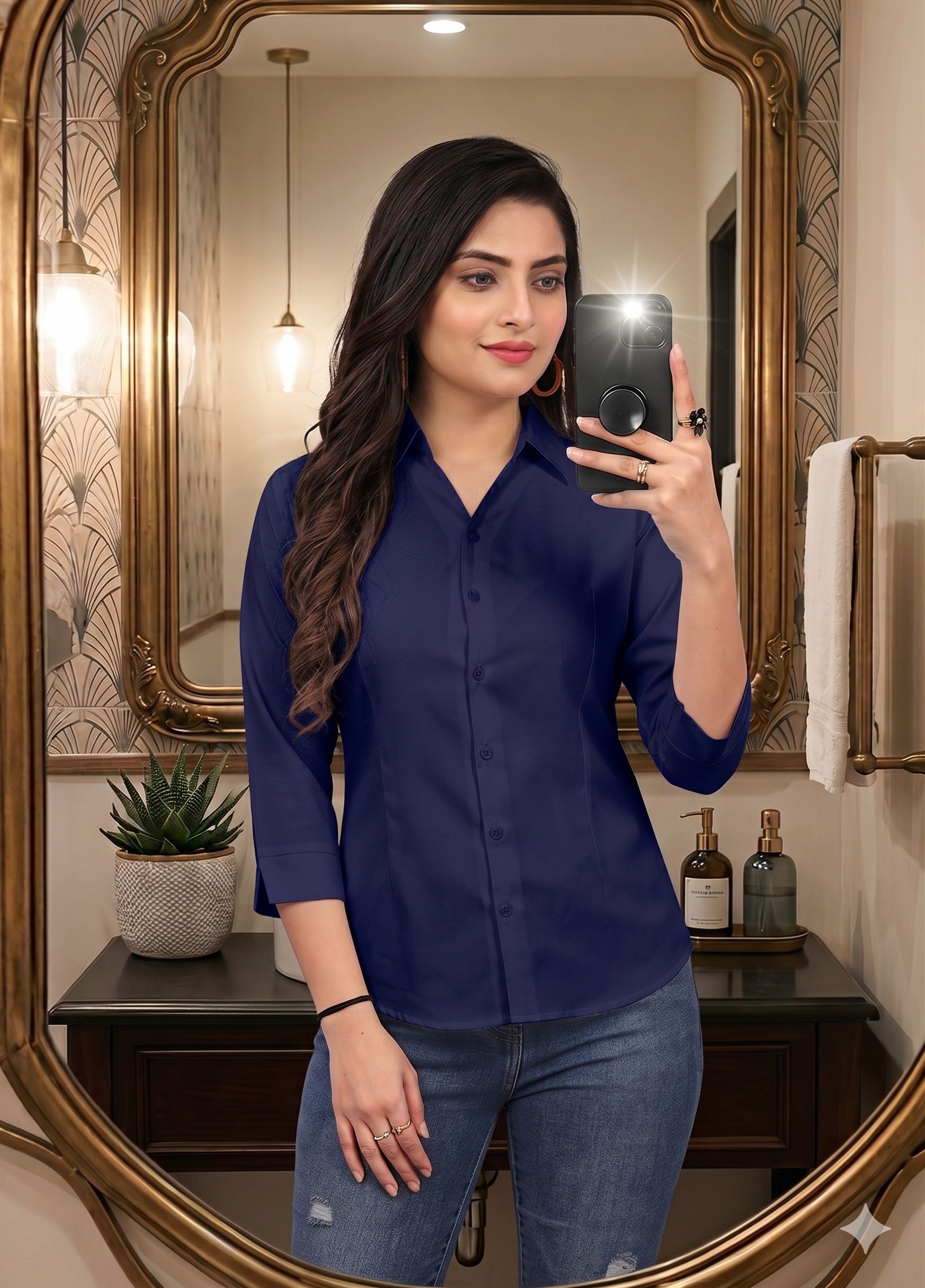 Women Regular Fit Solid Spread Collar Formal Shirt-image-46