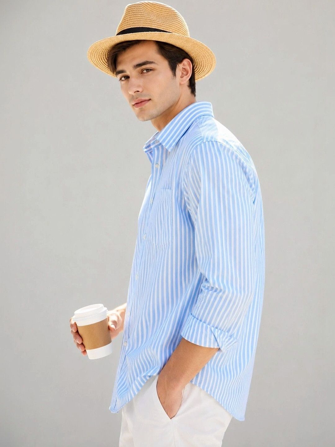 Men Slim Fit Striped Casual Shirt-image-13