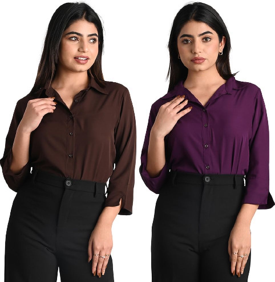 gm sara Women Regular Fit Solid Button Down Collar Formal Shirt-picture-16
