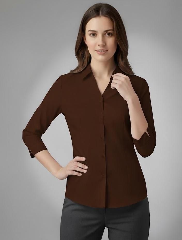 Women Regular Fit Solid Button Down Collar Formal Shirt-image-40