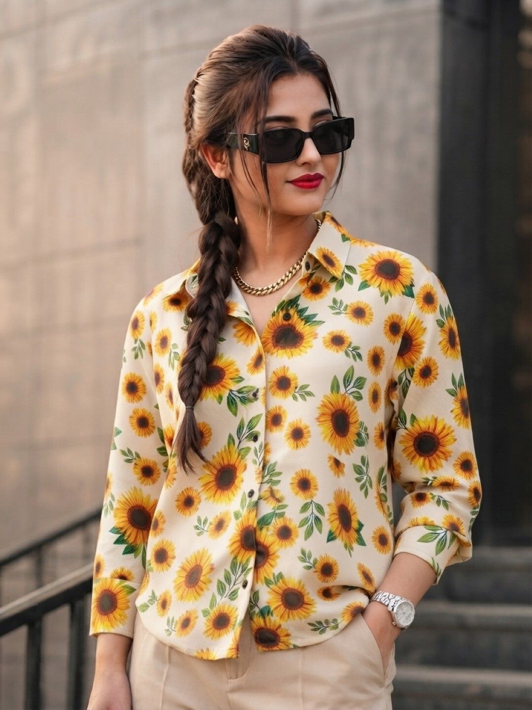 theclassictogs Women Regular Fit Printed Spread Collar Casual Shirt-picture-12