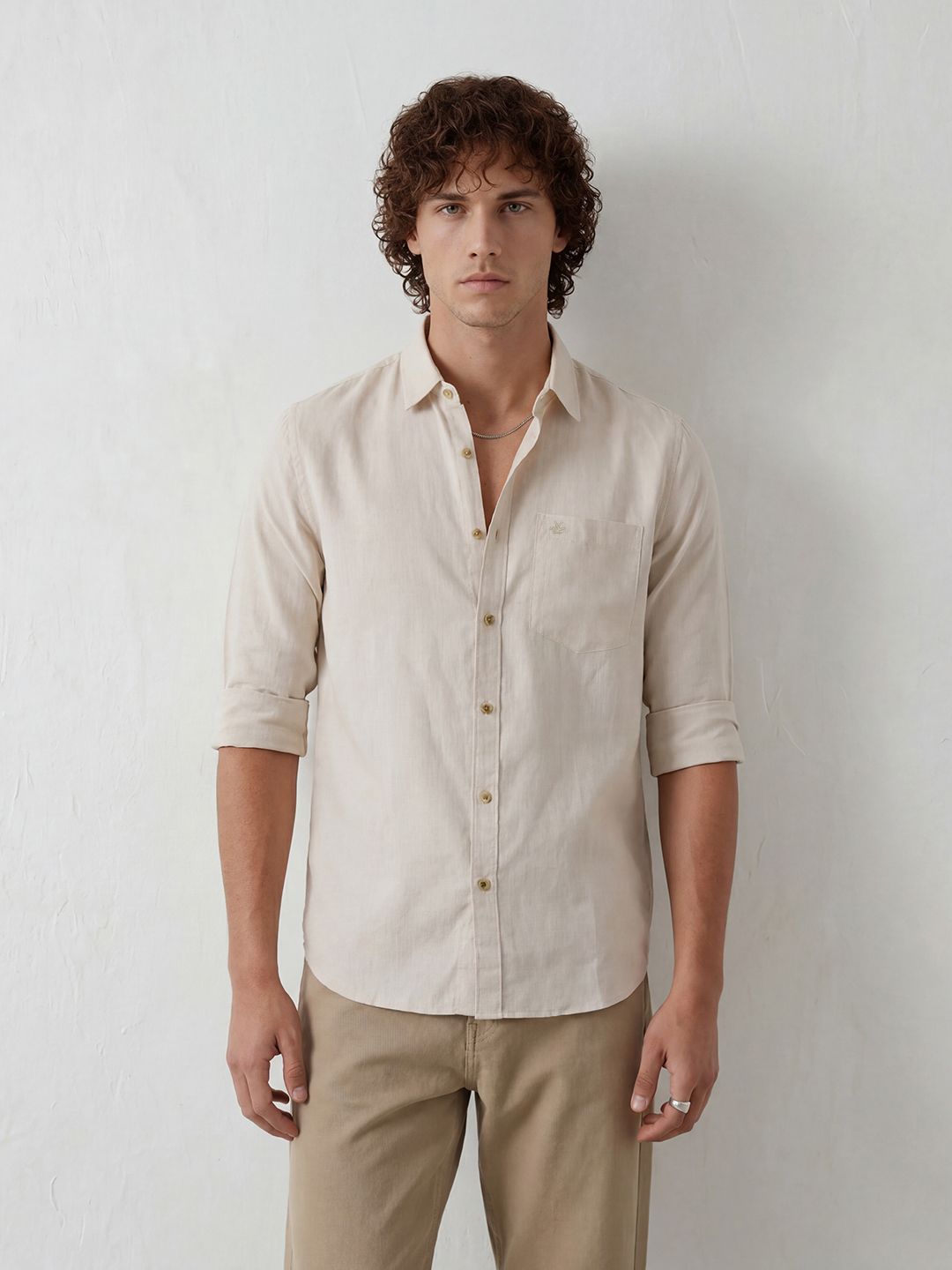 wrogn Men Regular Fit Solid Slim Collar Casual Shirt-picture-12