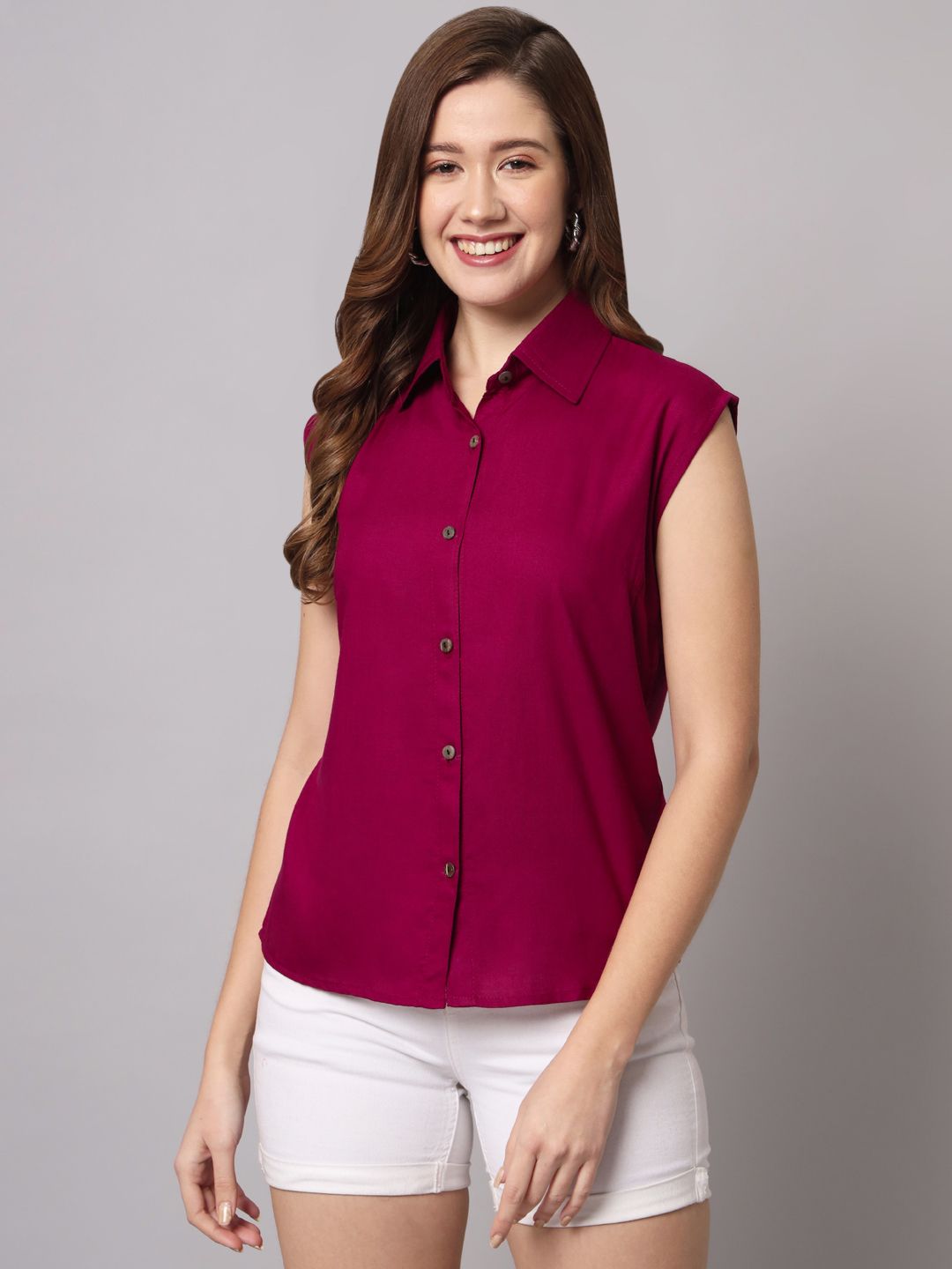 funday fashion Women Regular Fit Solid Spread Collar Casual Shirt-picture-25