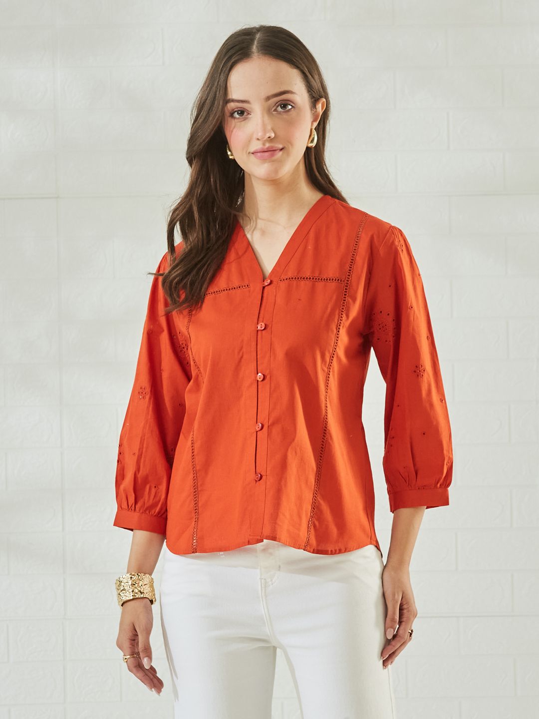 j turritopsis Women Regular Fit Embroidered Collarless Collar Casual Shirt-picture-43