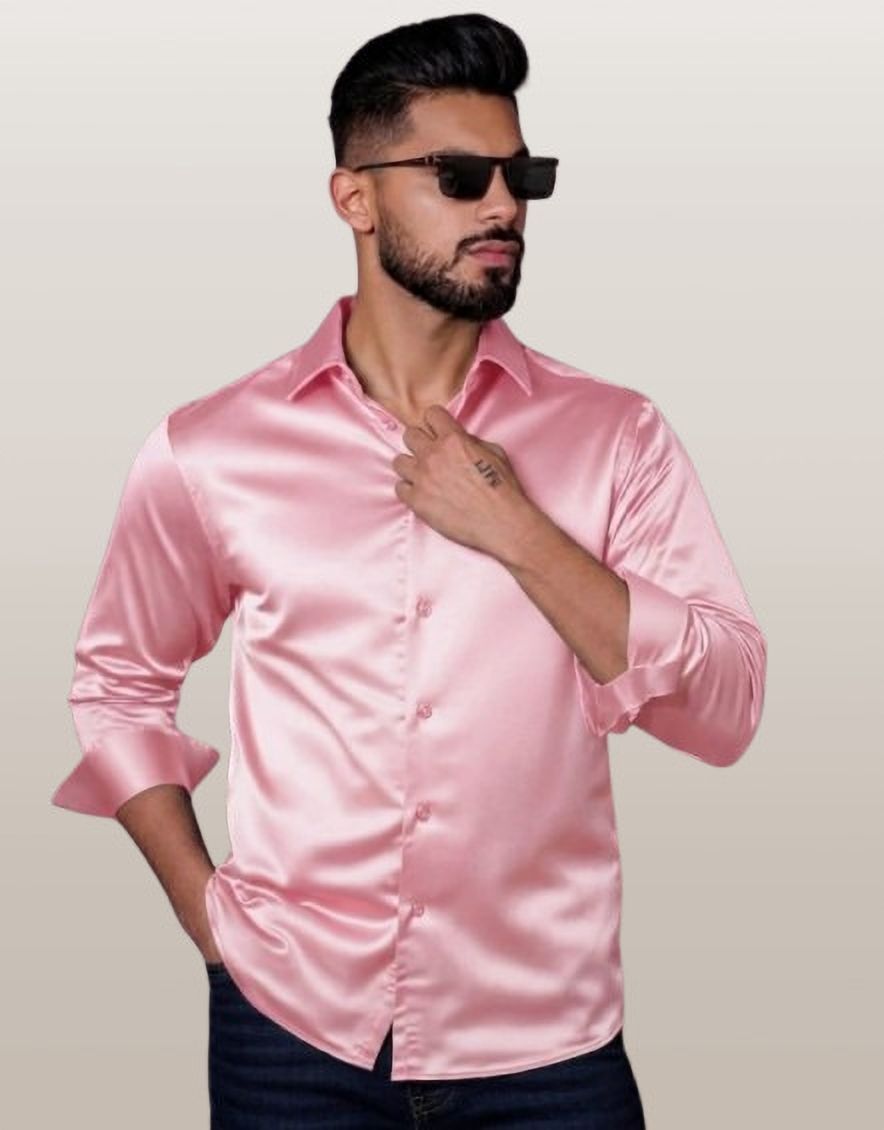 Men Slim, Tailored Fit Solid Spread Collar Party Shirt-image-22