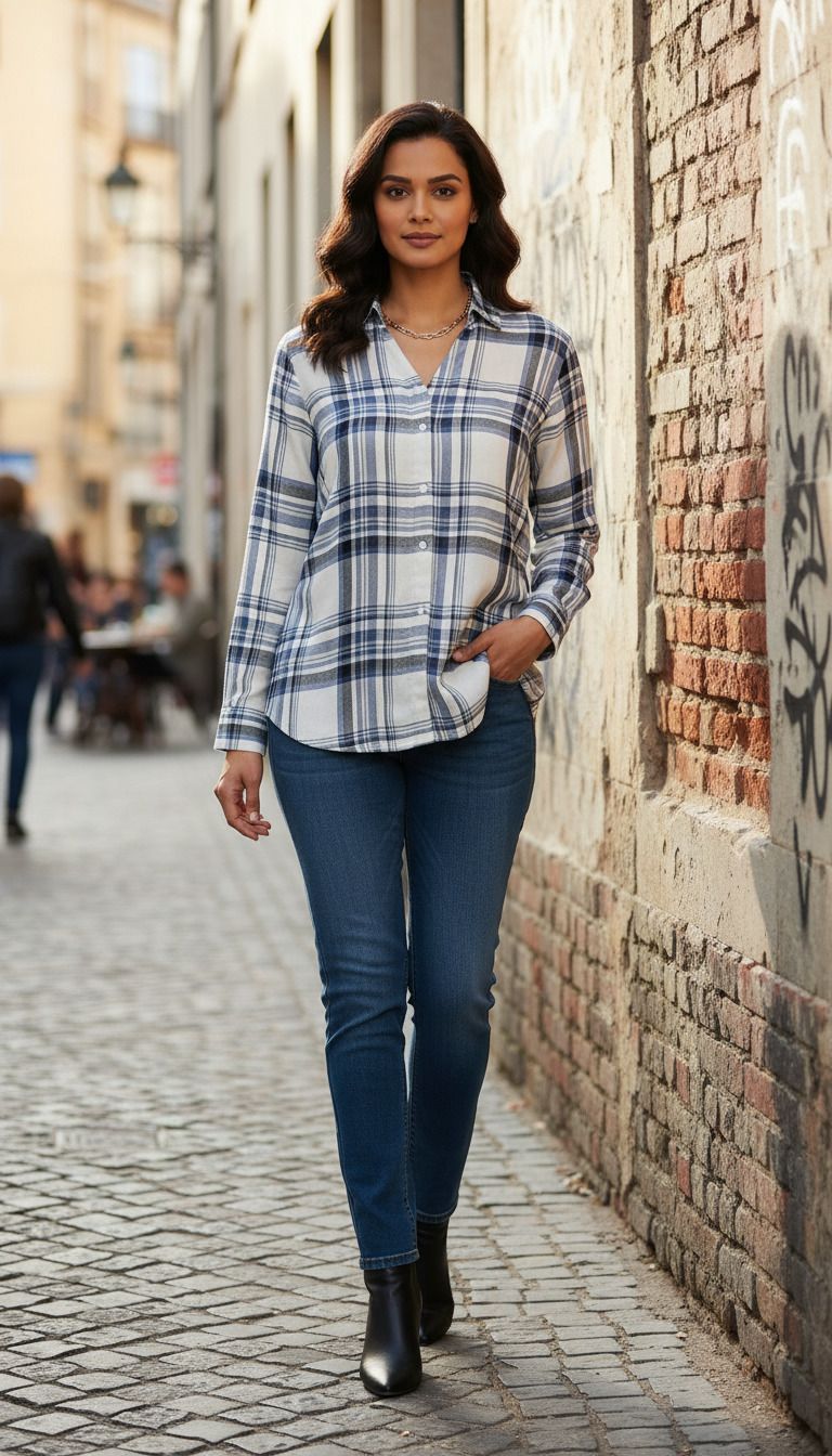 hive91 Women Regular Fit Checkered Spread Collar Casual Shirt-picture-29