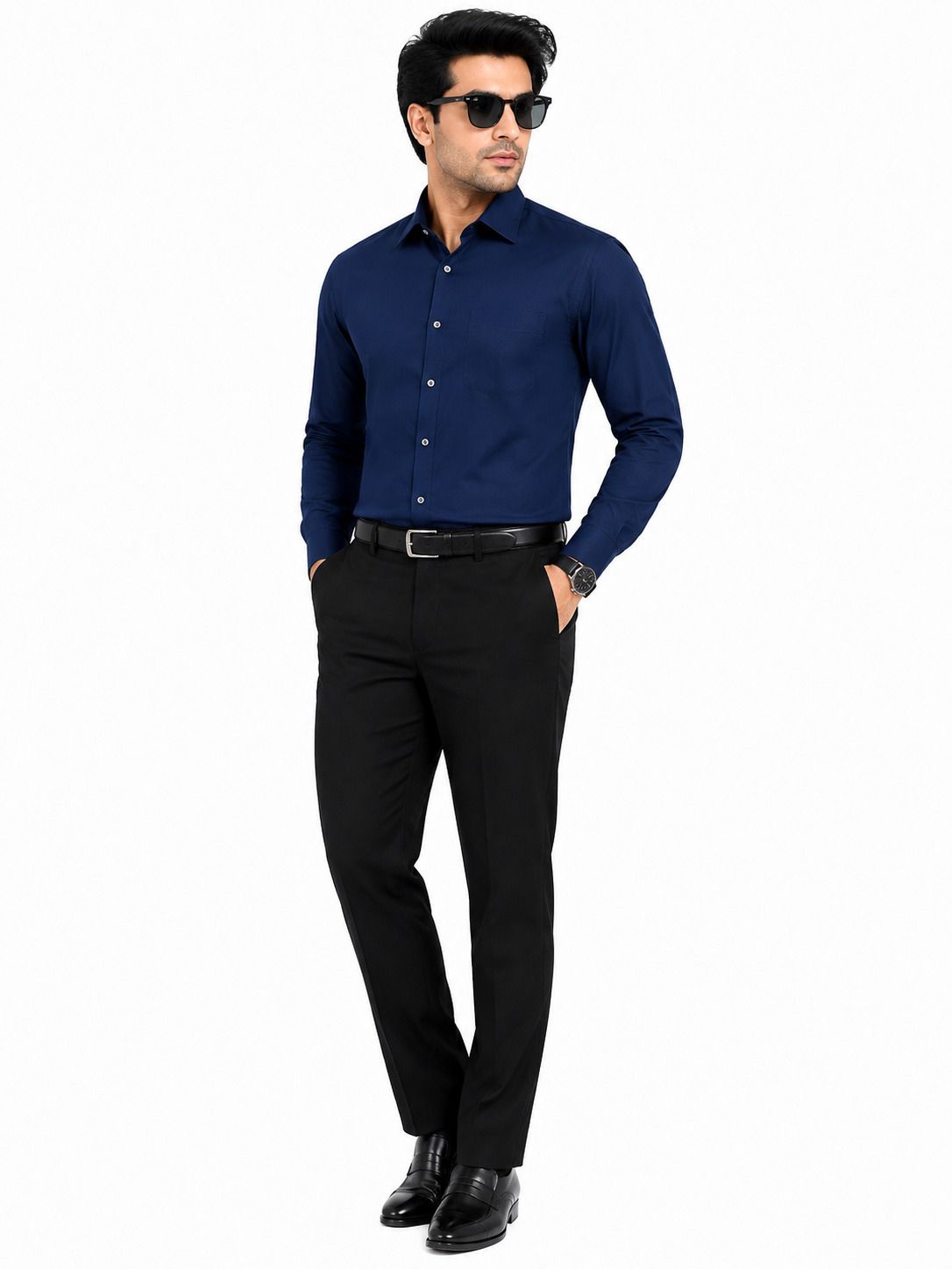 Men Relaxed Fit Solid Spread Collar Formal Shirt-image-43
