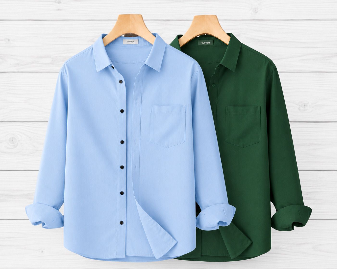 gloren Men Regular Fit Solid Spread Collar Casual Shirt-picture-2