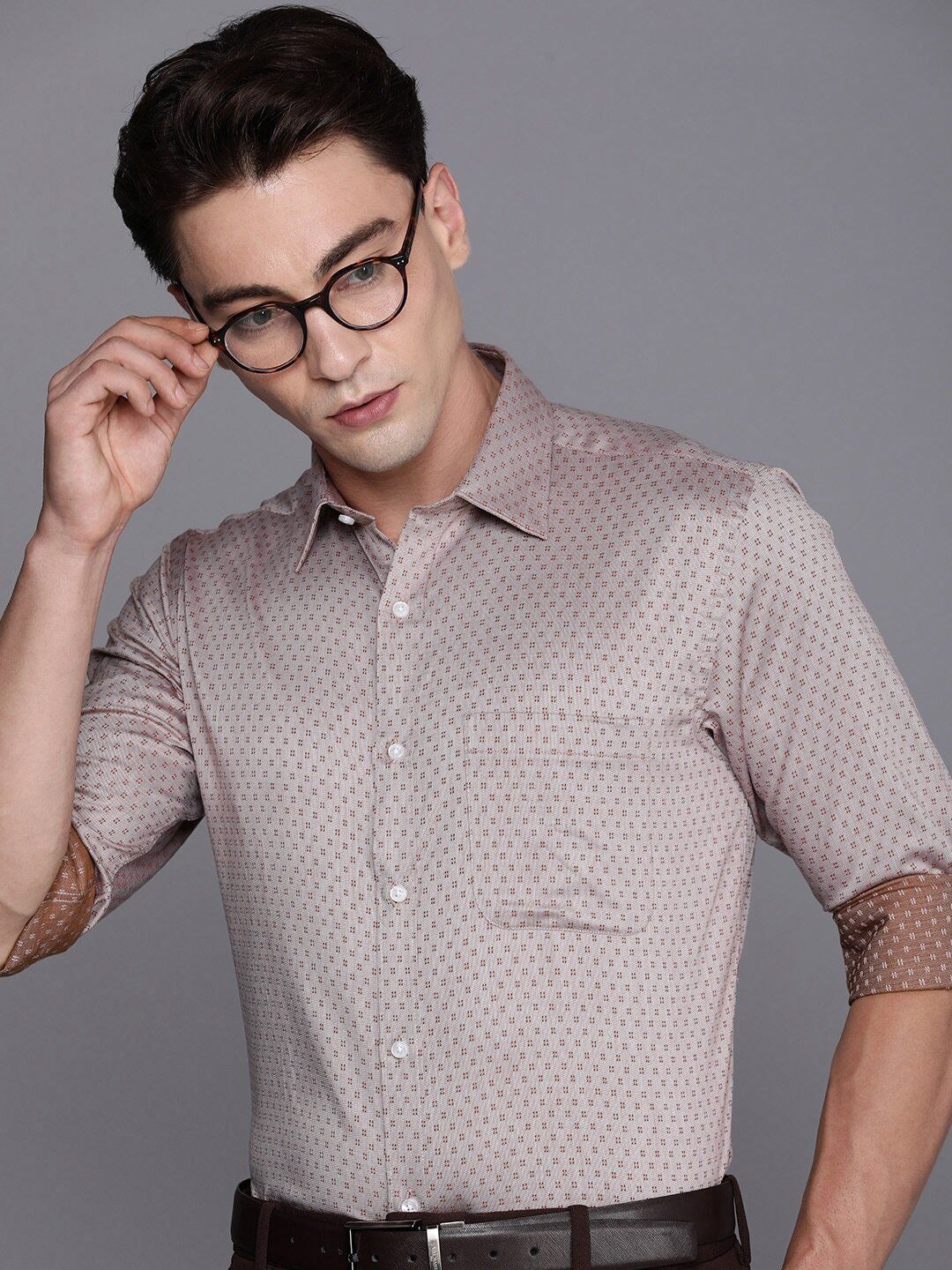 Men Slim Fit Printed Spread Collar Formal Shirt-image-29