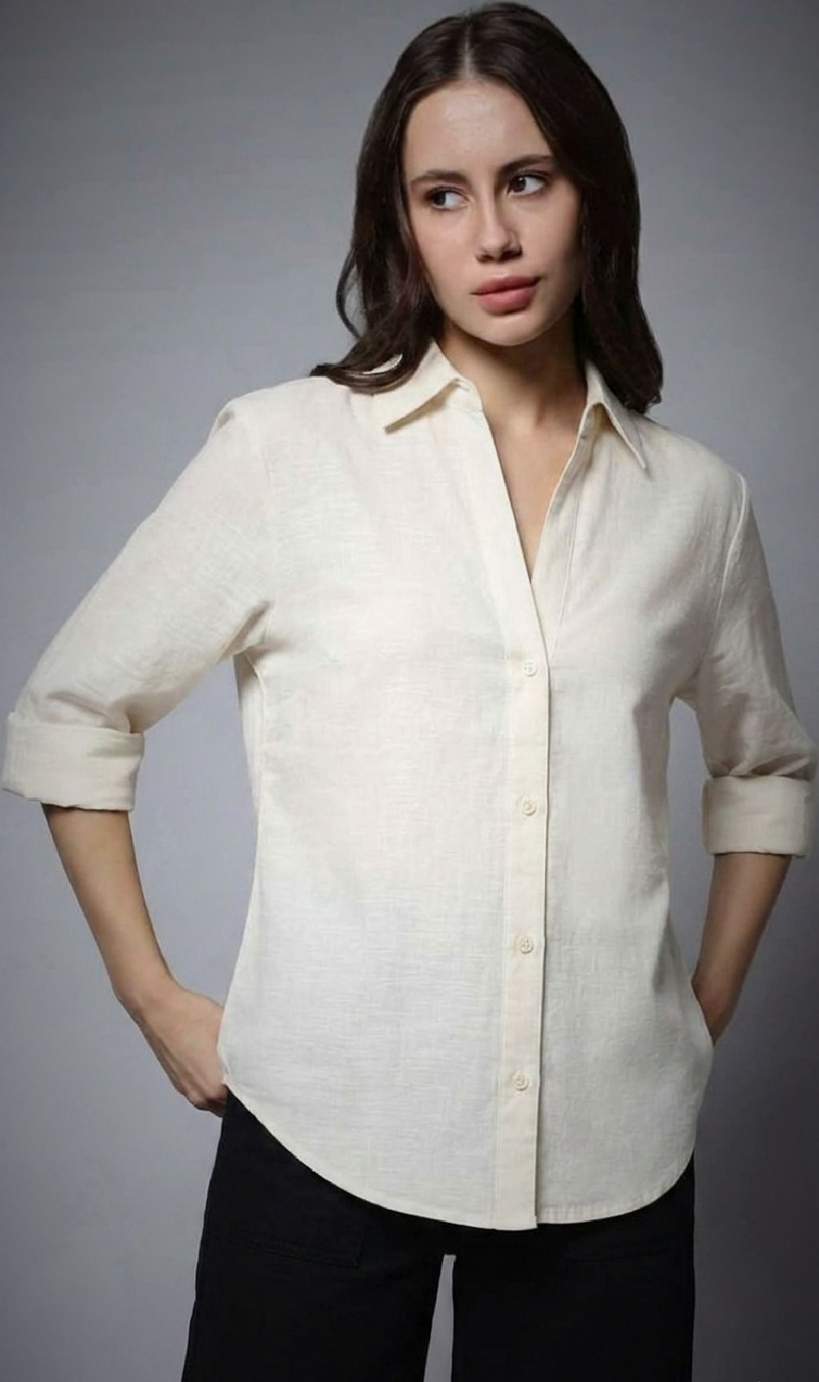 Women Relaxed Fit Solid Spread Collar Casual Shirt-image-47