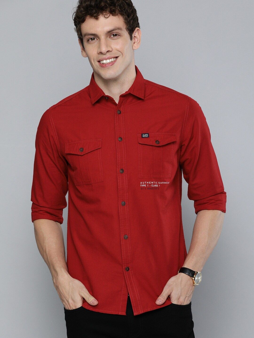 the indian garage co. Men Slim Fit Solid Casual Shirt-picture-20