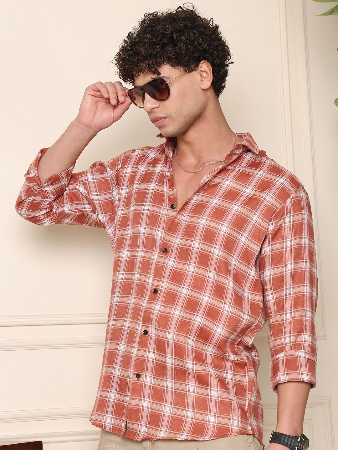 metronaut Men Regular Fit Checkered Spread Collar Casual Shirt-picture-10