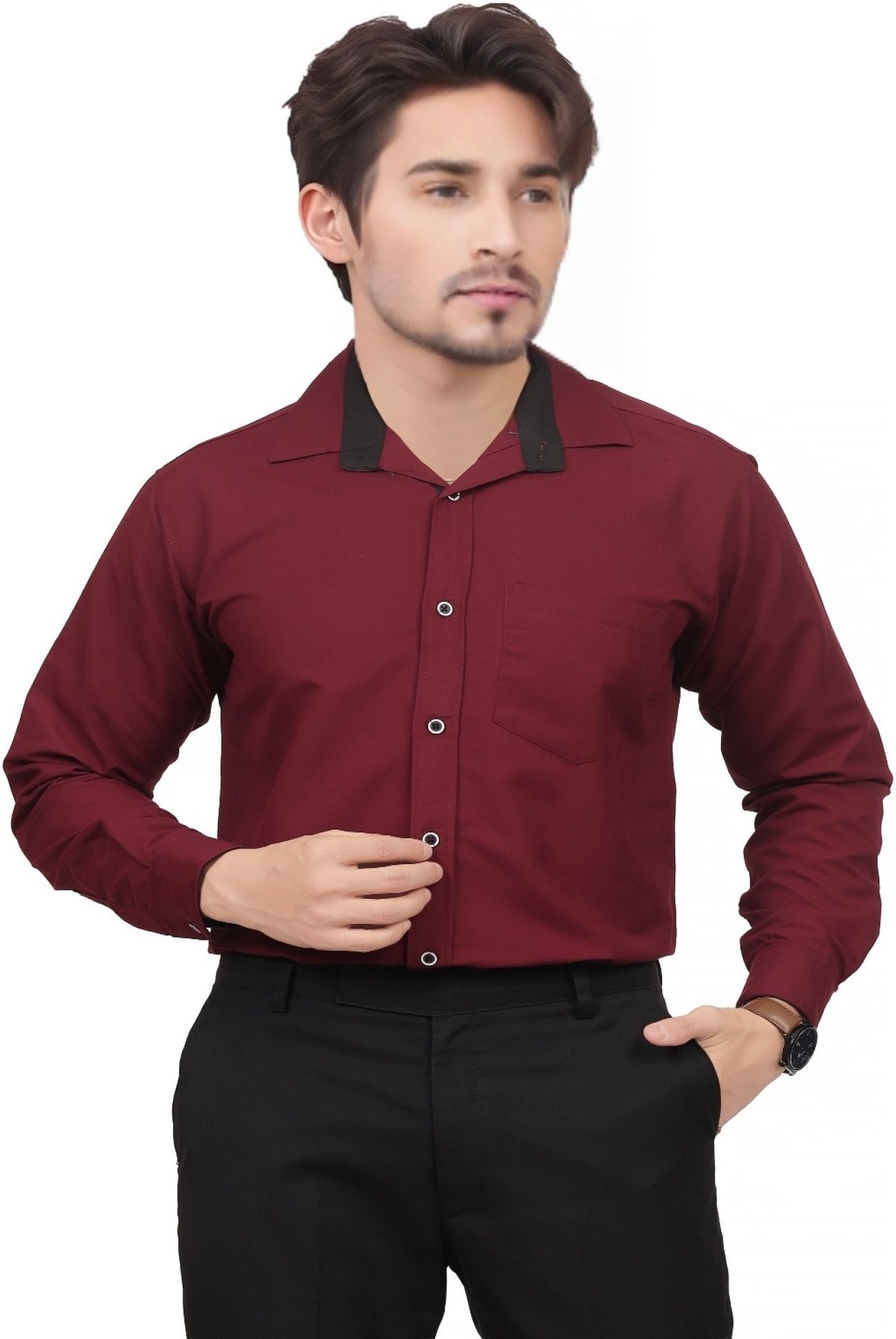 urban trees Men Regular Fit Solid Button Down Collar Formal Shirt-picture-11
