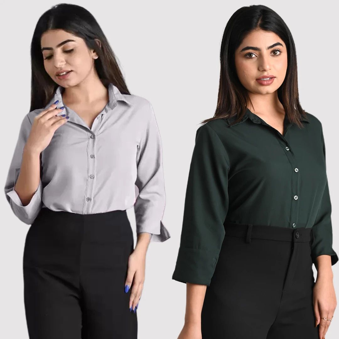 Women Regular Fit Solid Button Down Collar Casual Shirt-image-42