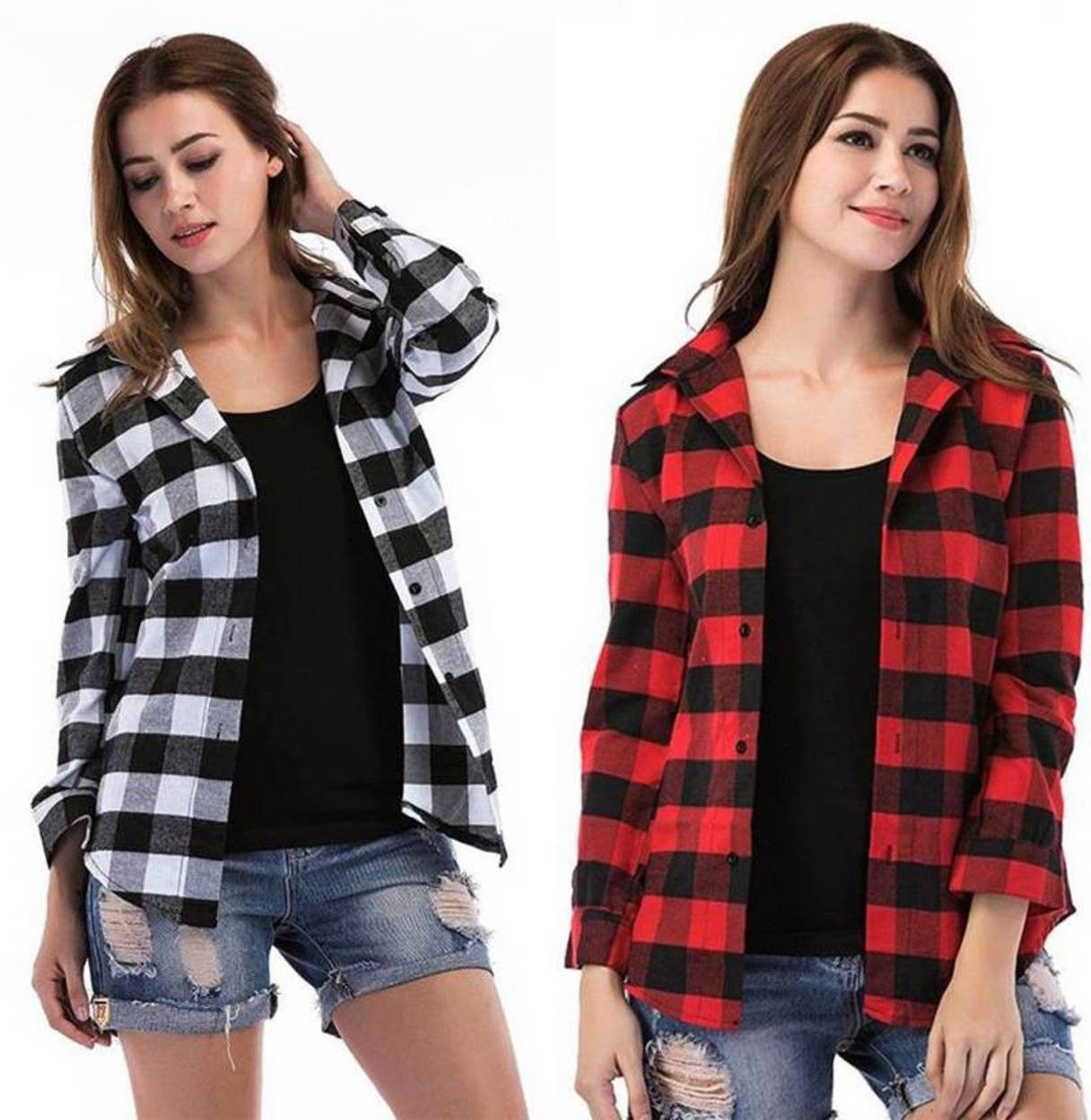 trendy web shop Women Regular Fit Checkered Spread Collar Casual Shirt-picture-11
