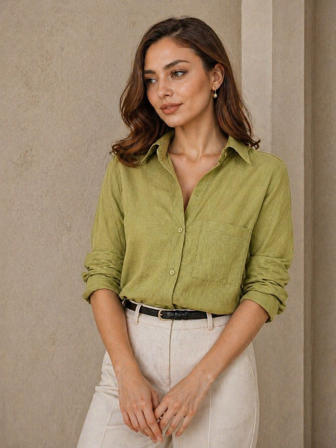 metronaut Women Boxy Fit Solid Double Collar Casual Shirt-picture-49