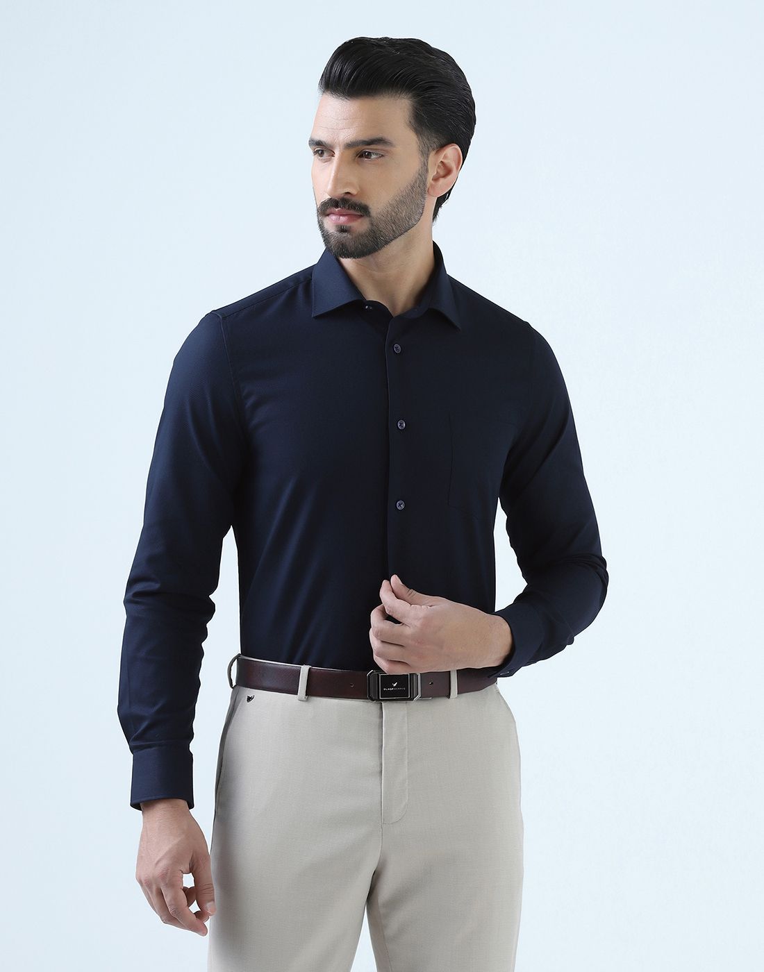 blackberrys Men Slim Fit Solid Cut Away Collar Formal Shirt-picture-17