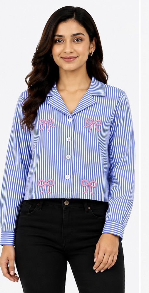 ddtraders Women Regular Fit Striped Ribbed Collar Formal Shirt-picture-14