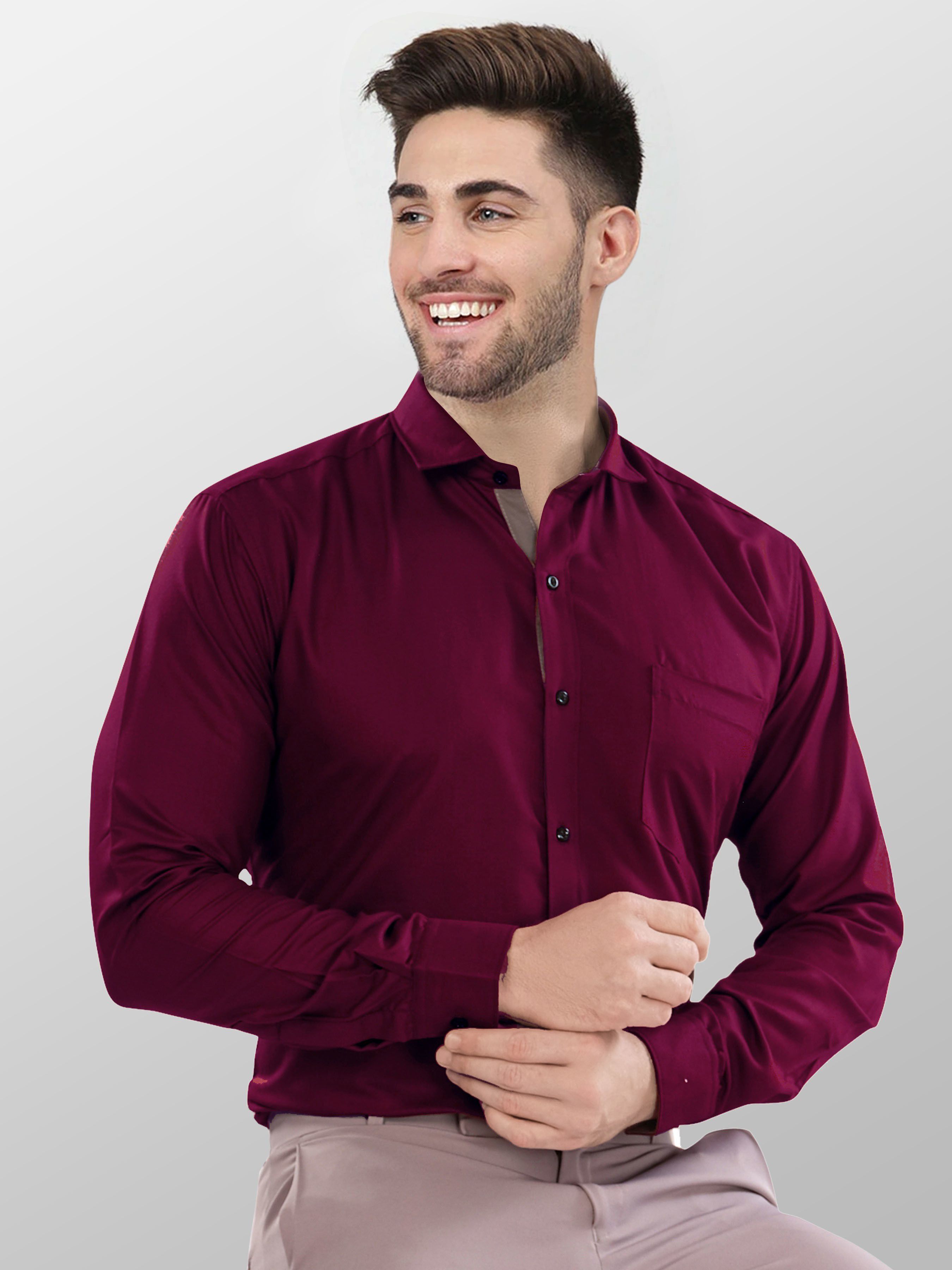 vtexx Men Regular Fit Solid Spread Collar Formal Shirt-picture-21