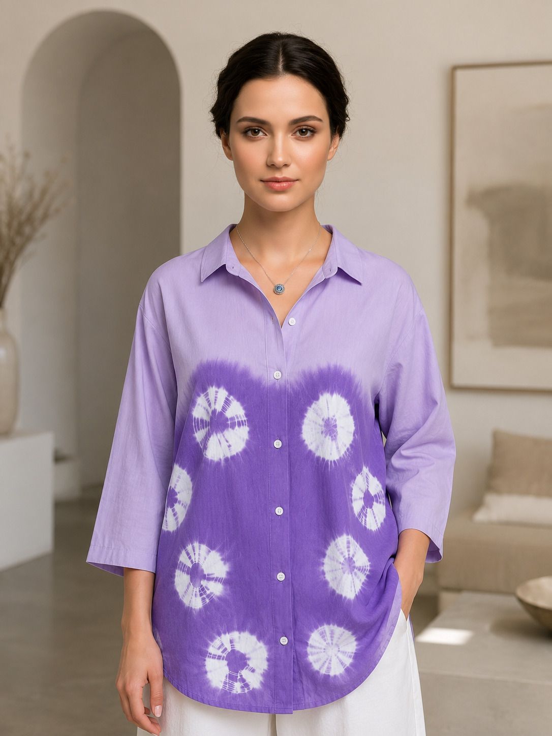 bhavya exports Women Regular Fit Printed Cut Away Collar Casual Shirt-picture-19