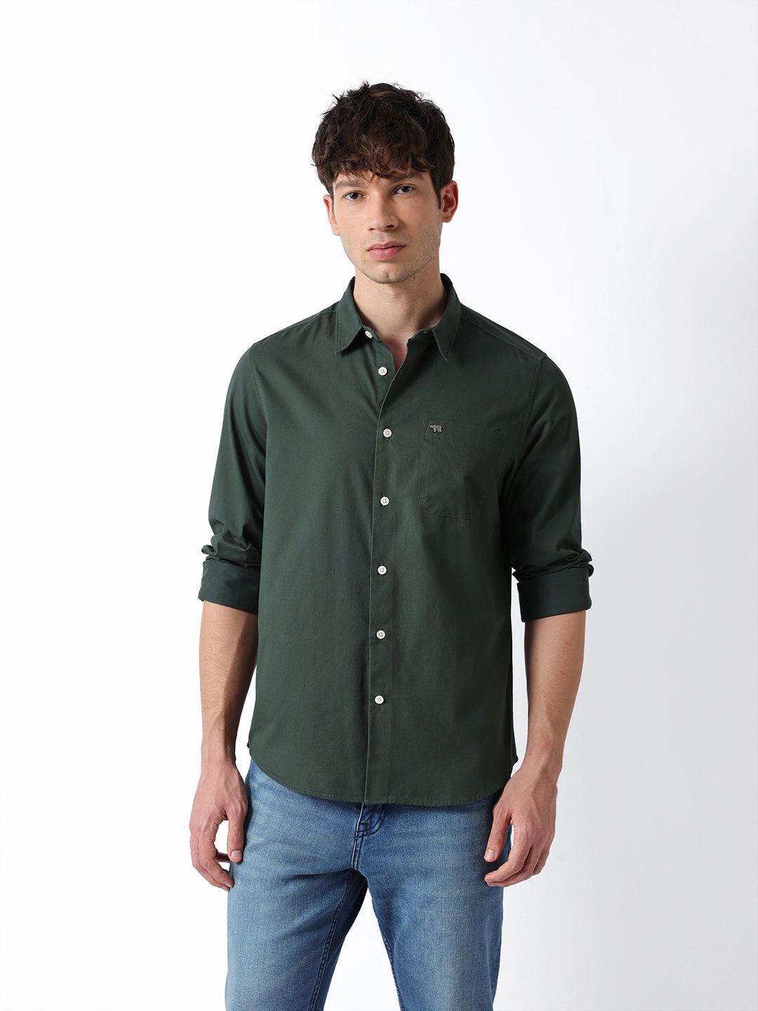 the bear house Men Regular Fit Solid Spread Collar Casual Shirt-picture-12