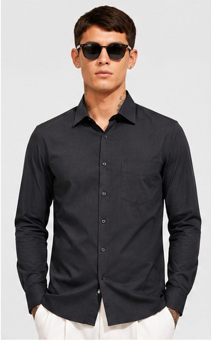 clyver Men Regular Fit Solid Spread Collar Casual Shirt-picture-46