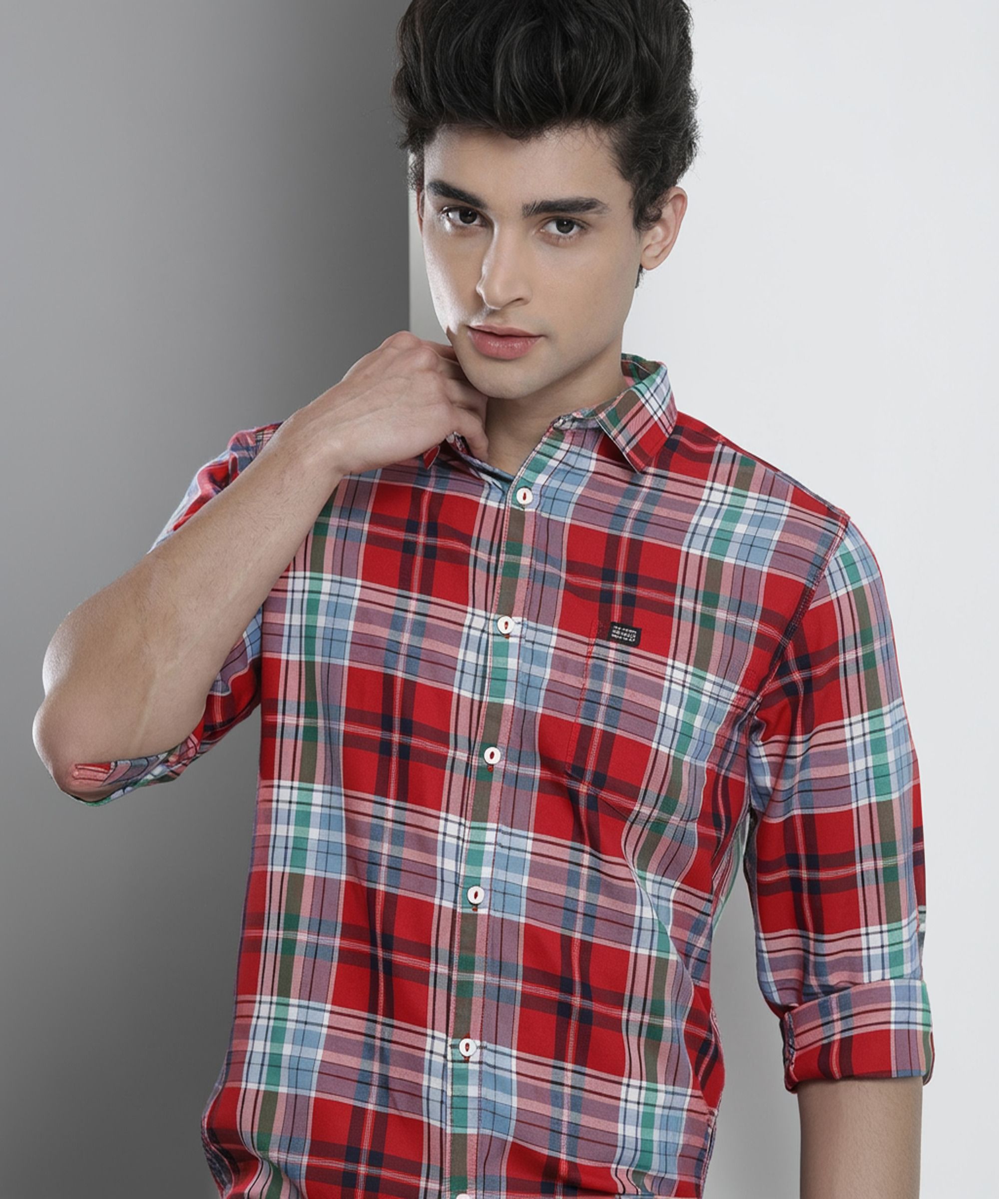 the indian garage co. Men Slim Fit Checkered Casual Shirt-picture-33