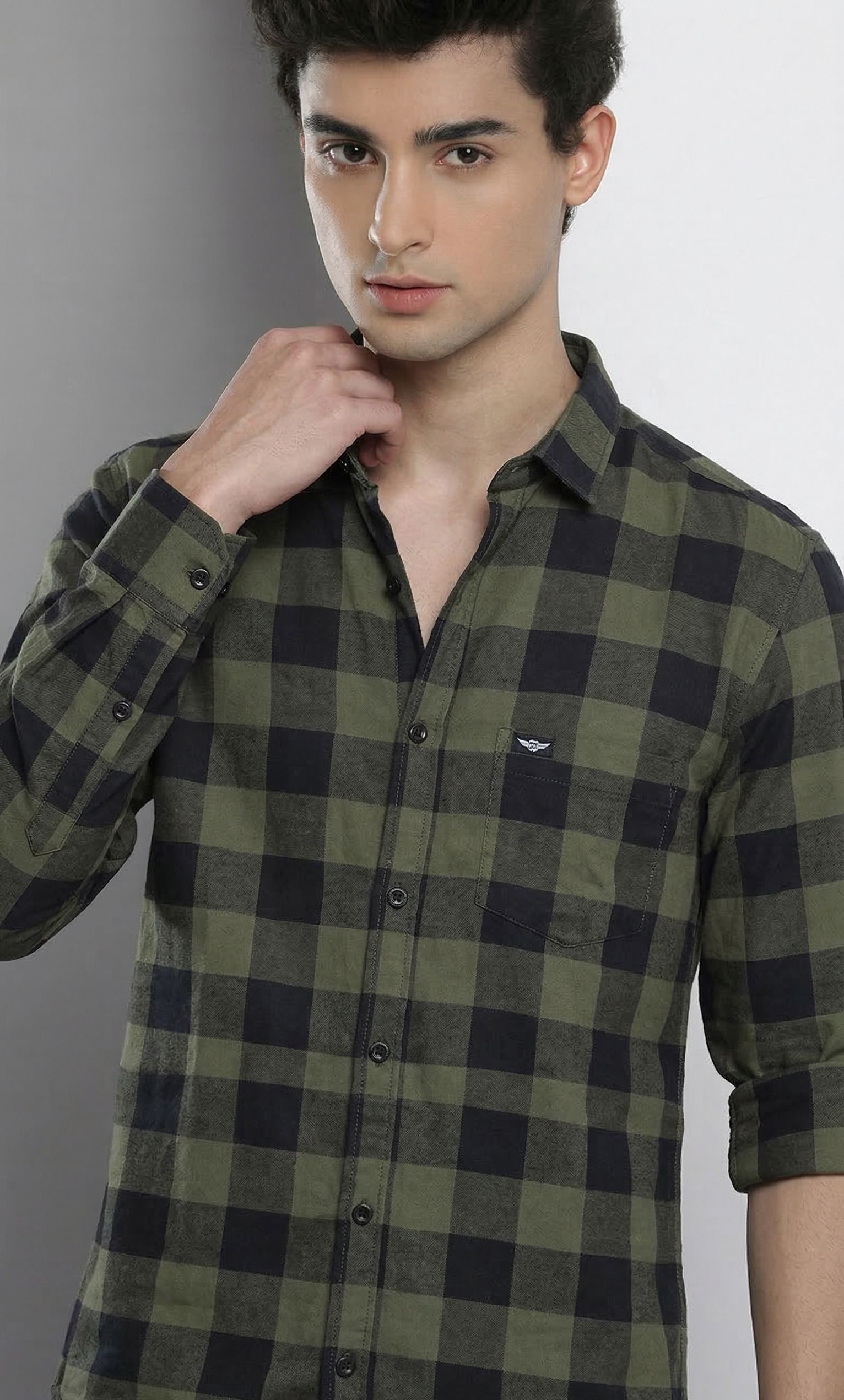 metronaut Men Regular Fit Checkered Spread Collar Casual Shirt-picture-32