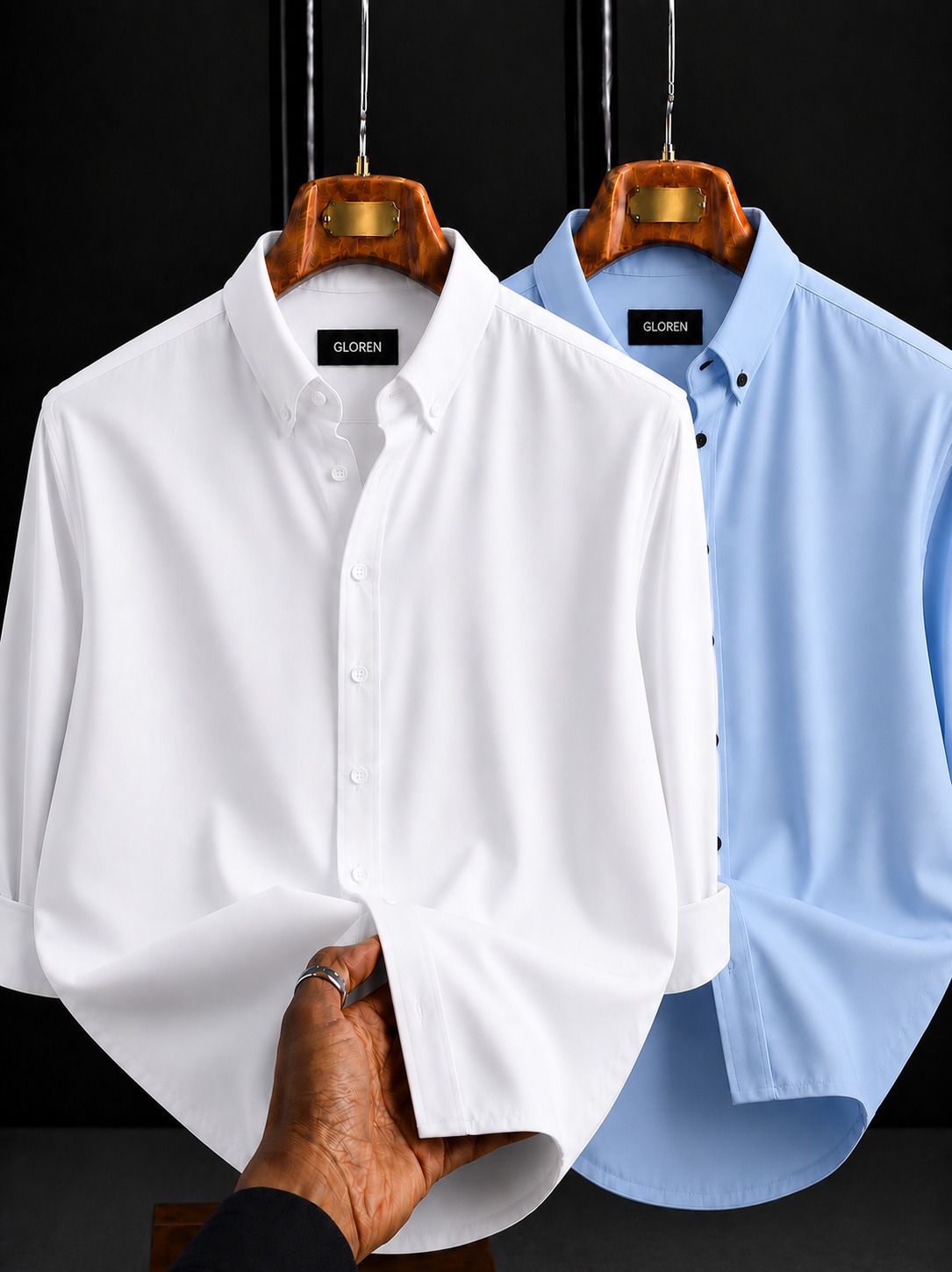 gloren Men Regular Fit Solid Spread Collar Casual Shirt-picture-32